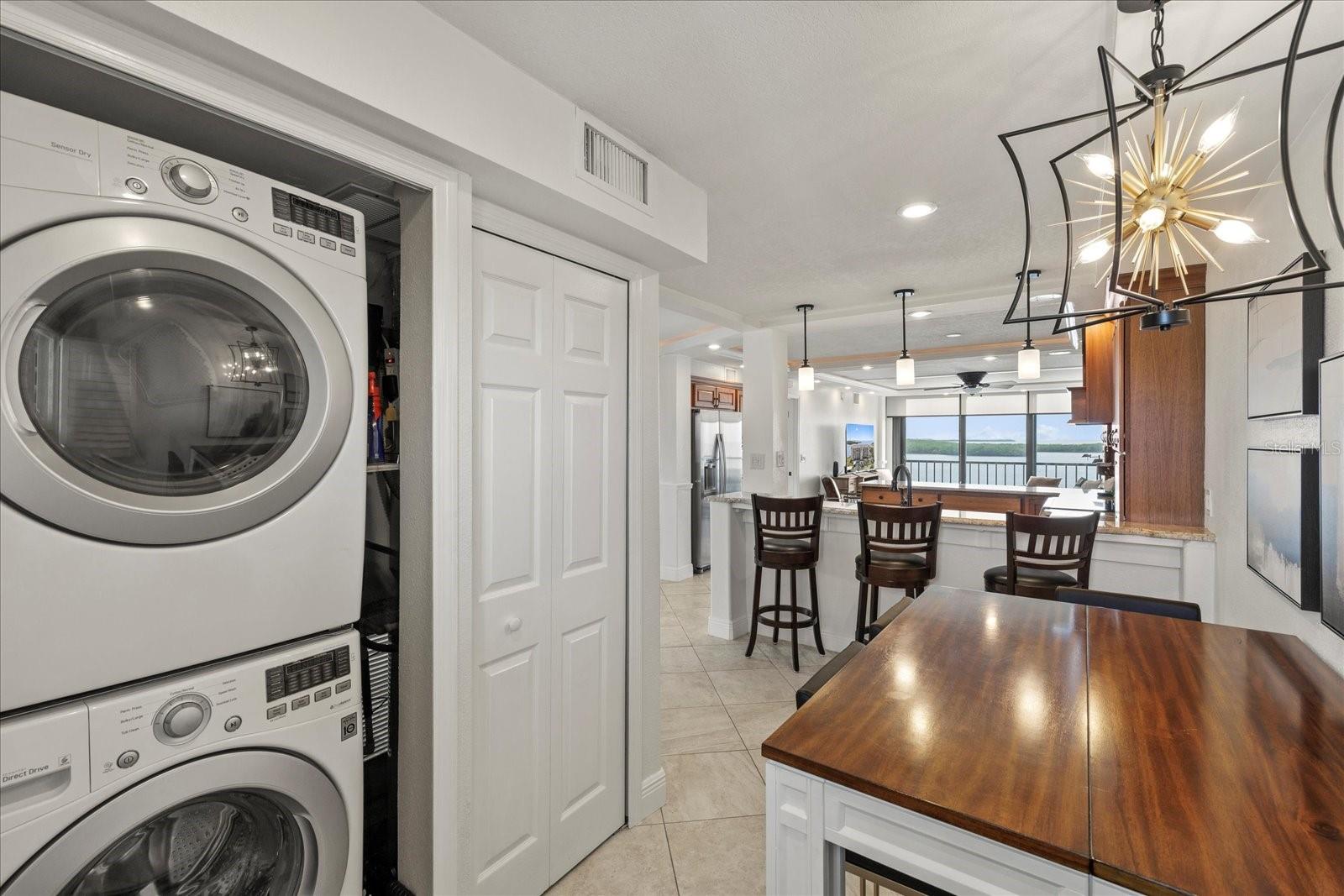 Stacked W/D in closet in Breakfast nook