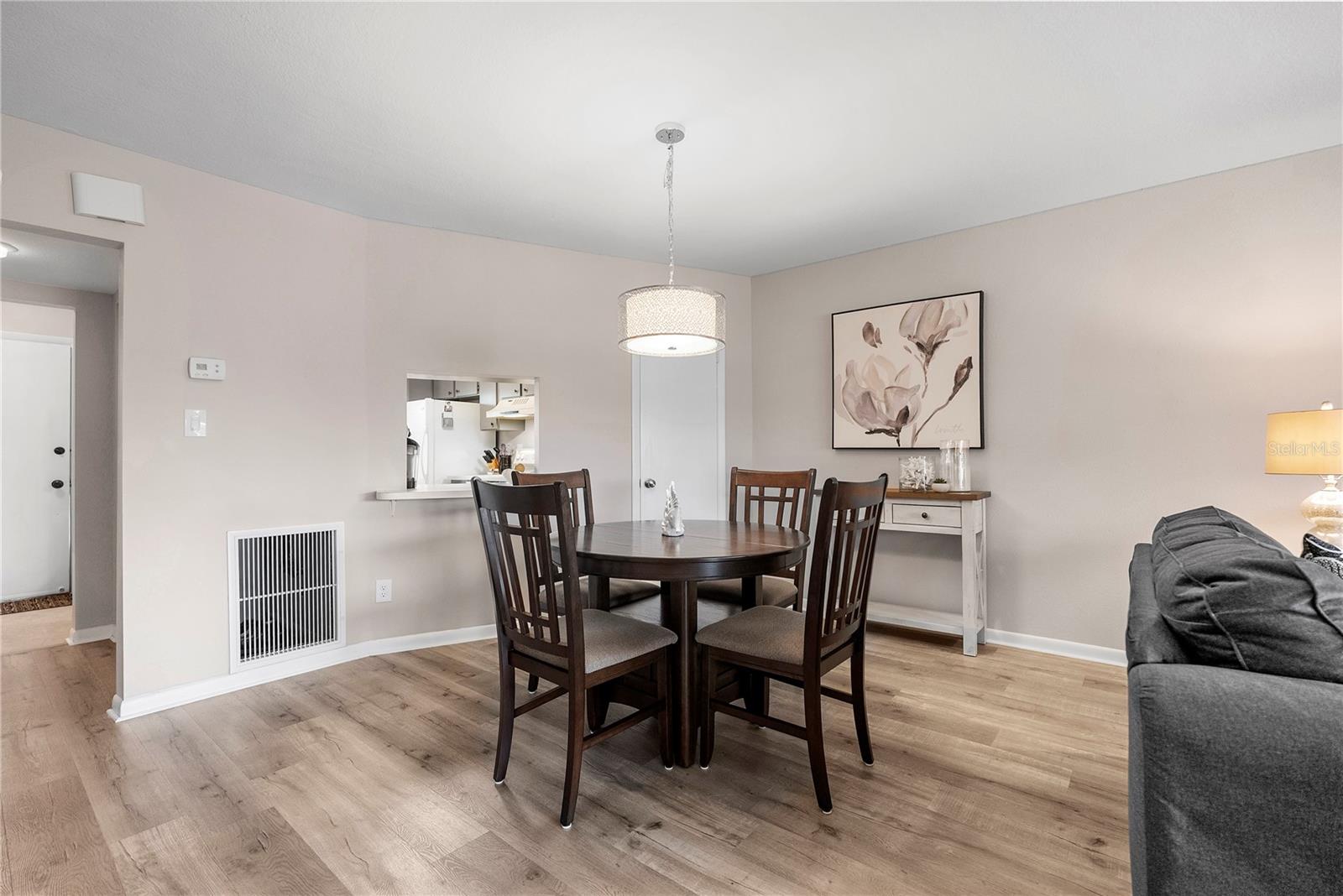 Dining room with corner closet