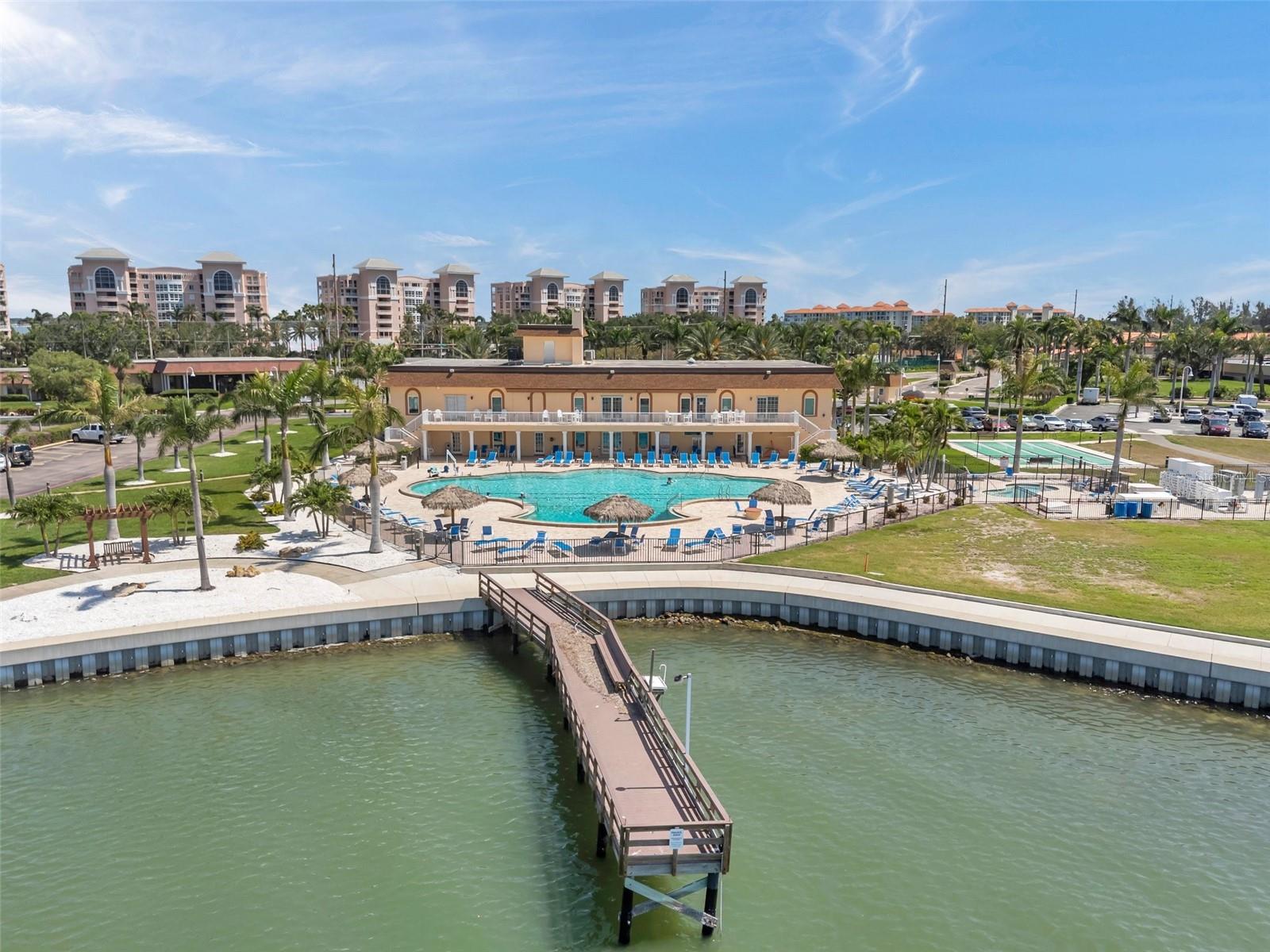 Main clubhouse and fishing pier.