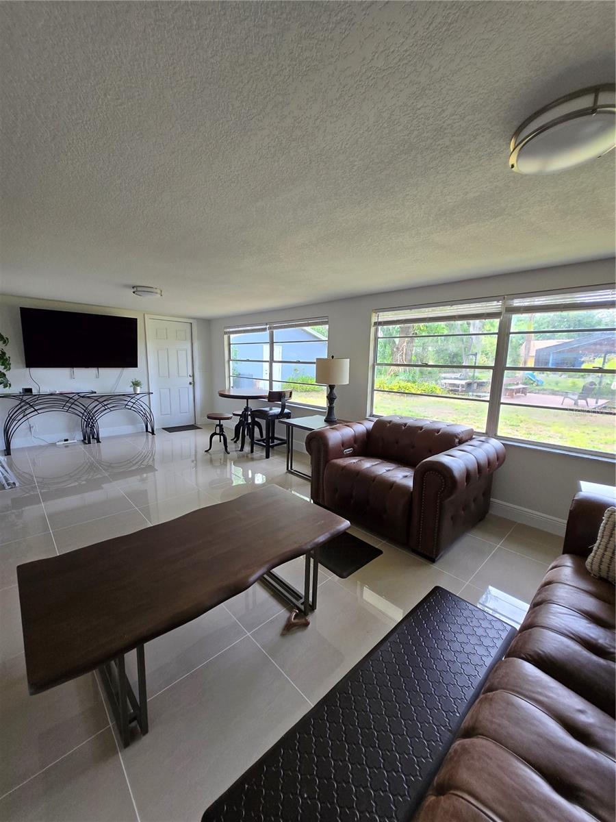 Large living room overlooking canal