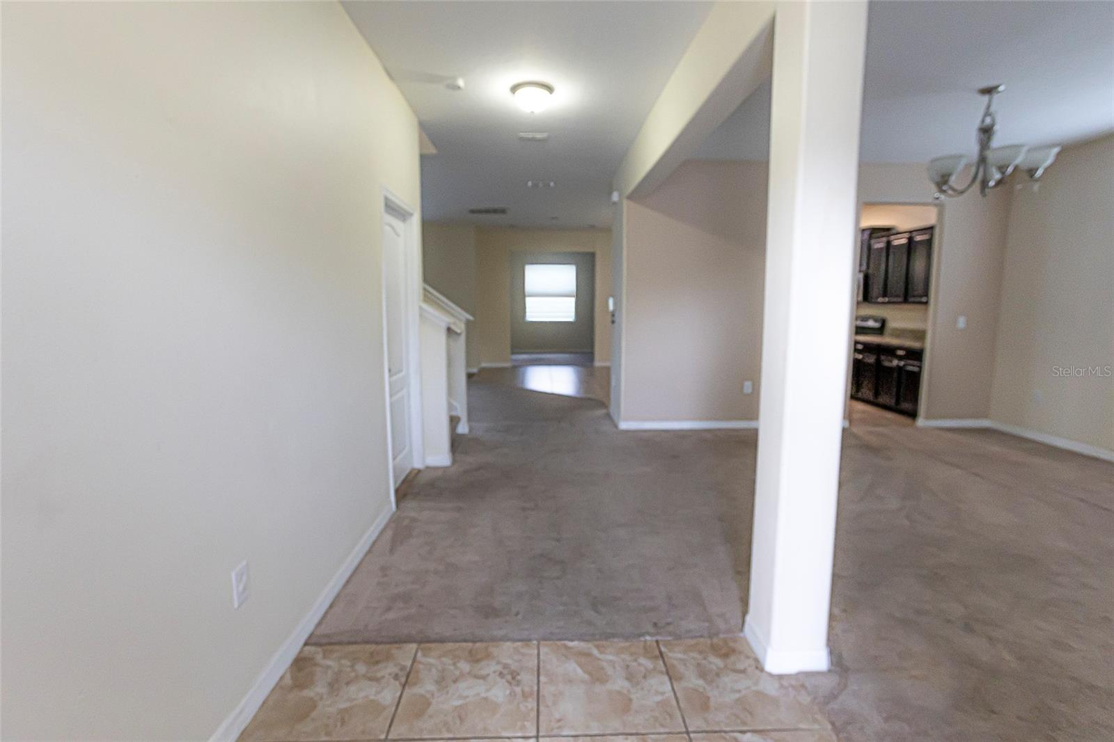 Entry view from interior toward front door