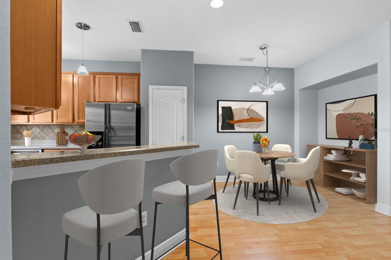 Kitchen Breakfast Bar and Dining Room