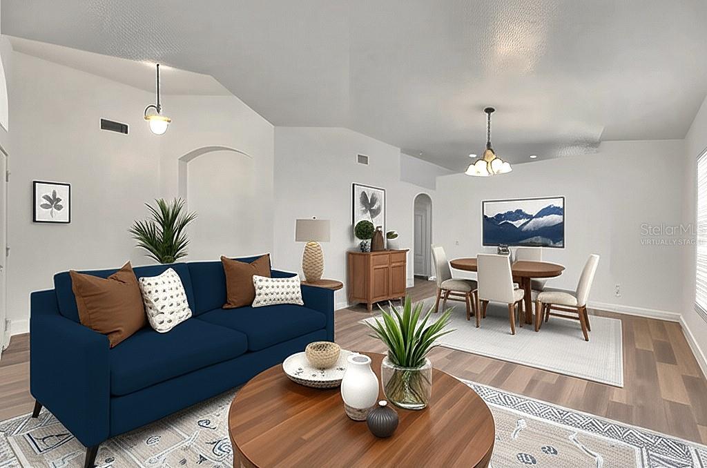 Virtually staged living/dining room