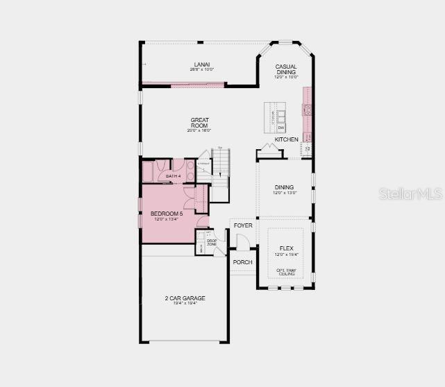 Structural options added:  Tray ceiling package, gourmet kitchen, 5th bedroom in place of study, 8' interior doors, and pocket sliding glass door.