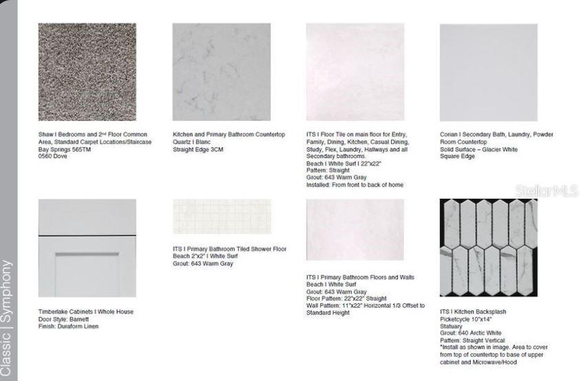 Design Selections.  Home is under construction and selections are subject to change.