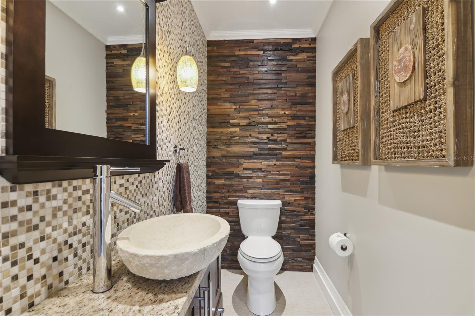 Downstairs powder bathroom for guests.