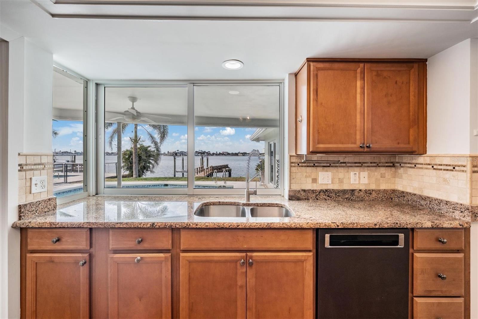Kitchen water views and pool view