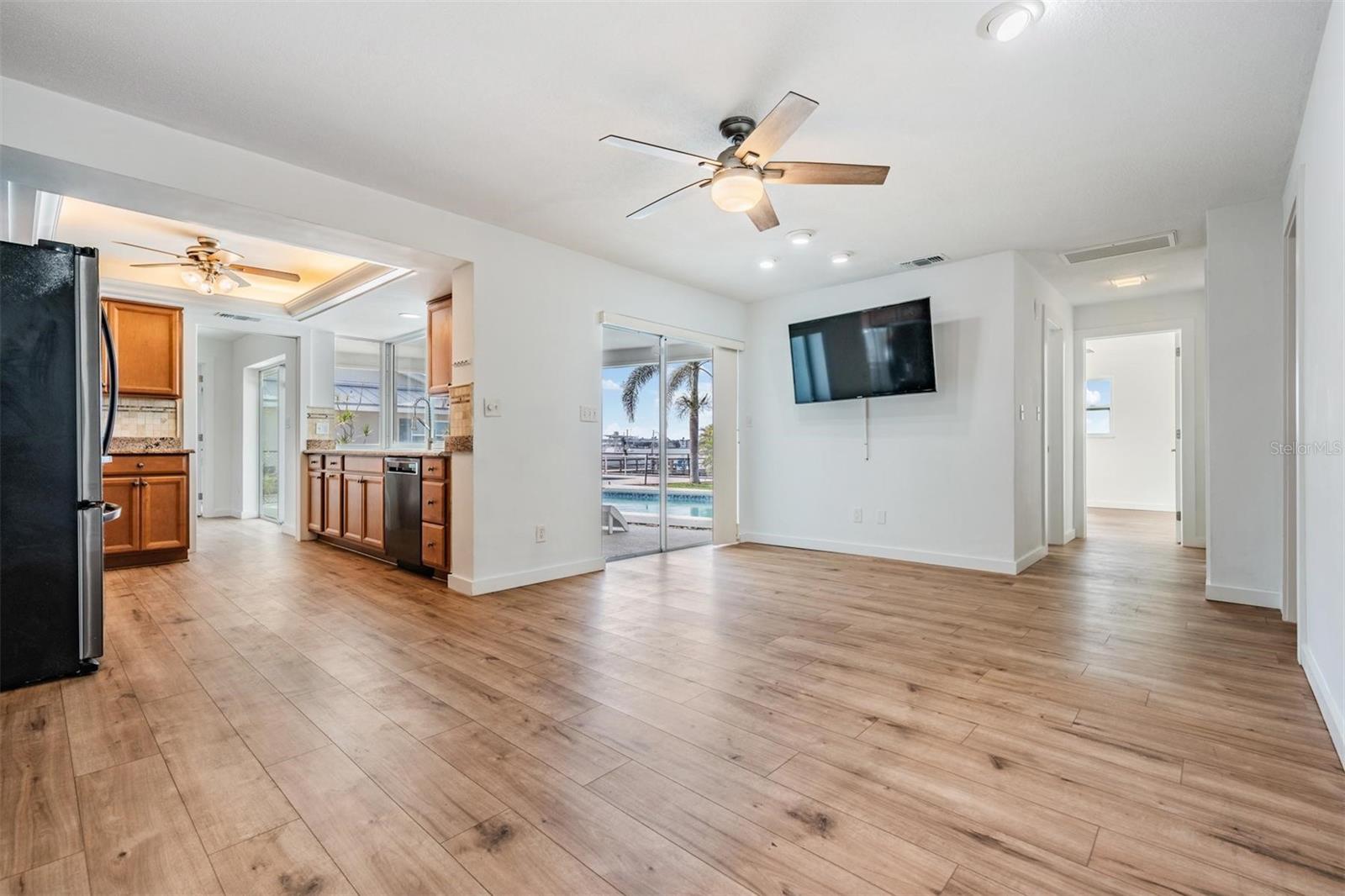 Open dining and family areas