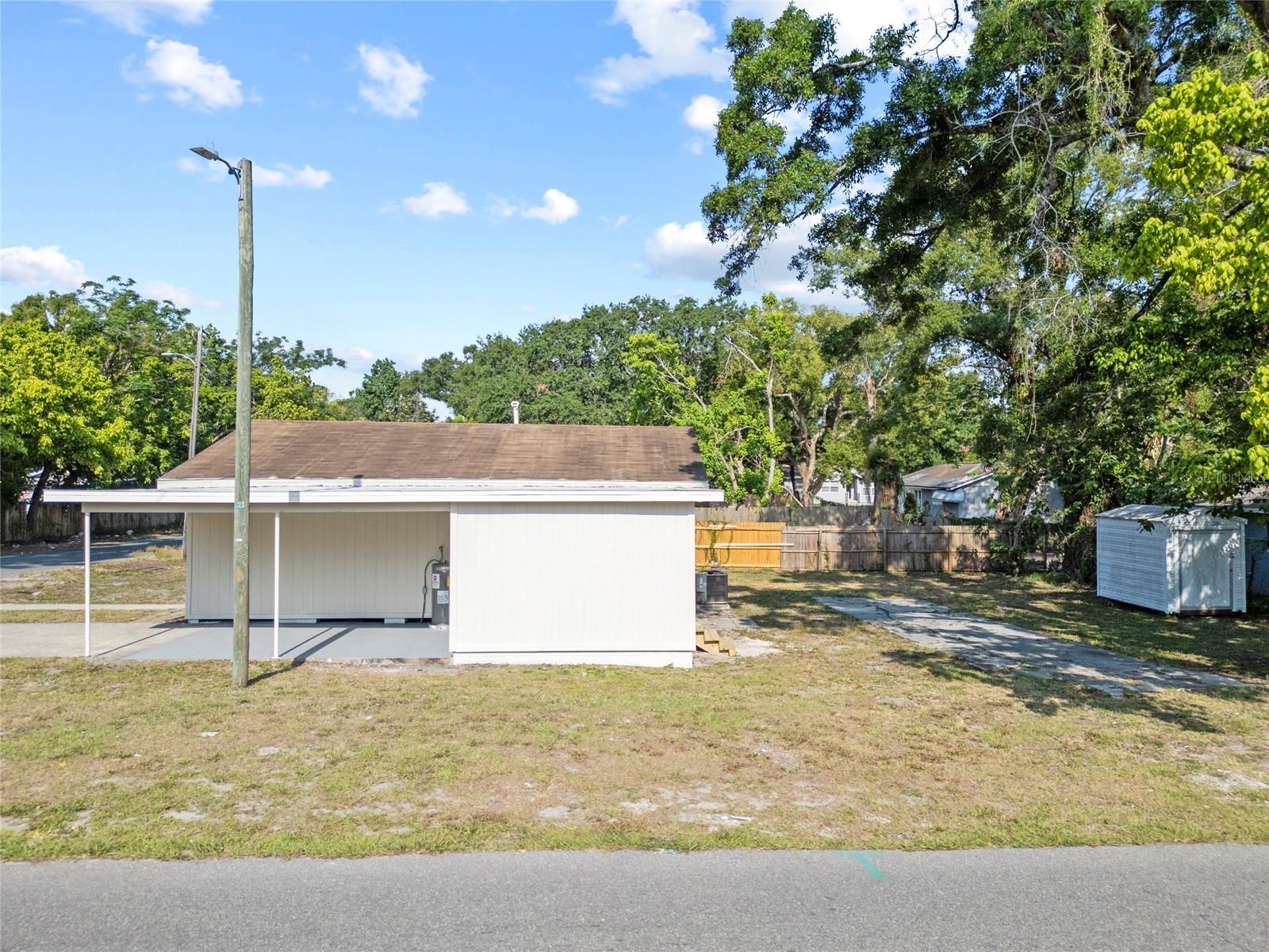Side view and shed