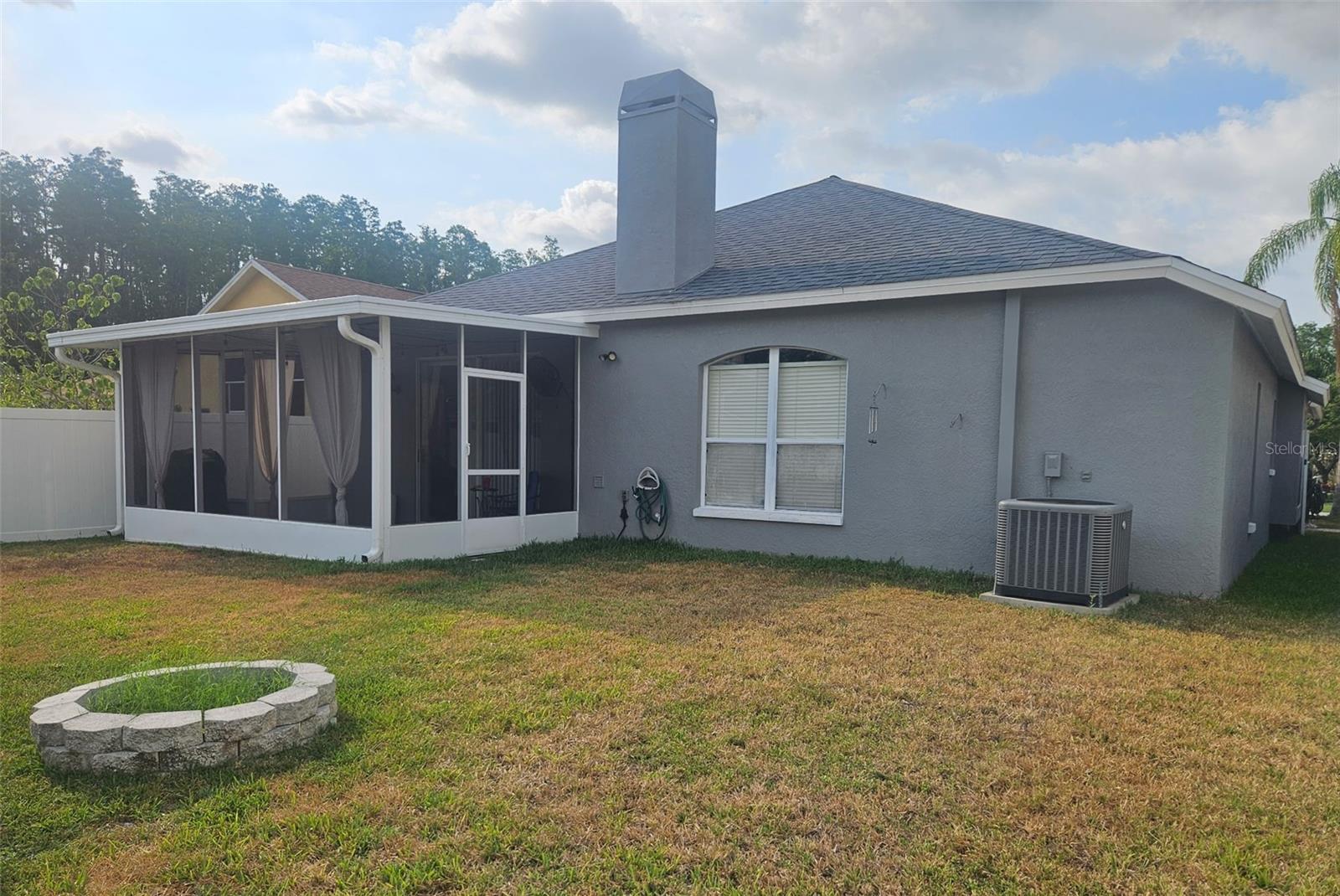 Exterior Backyard, PVC Fencing all around