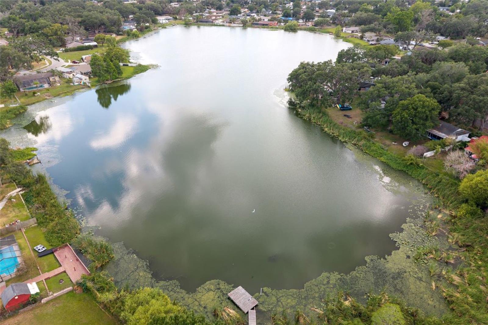 Aerial view of neighborhood...red dot is your new home