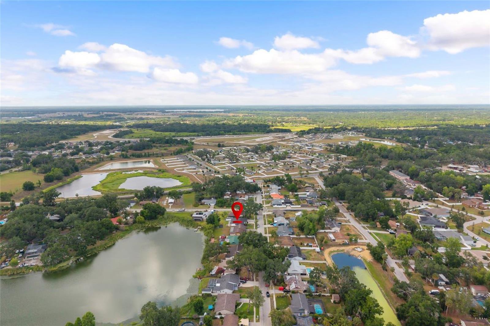 Aerial view looking West