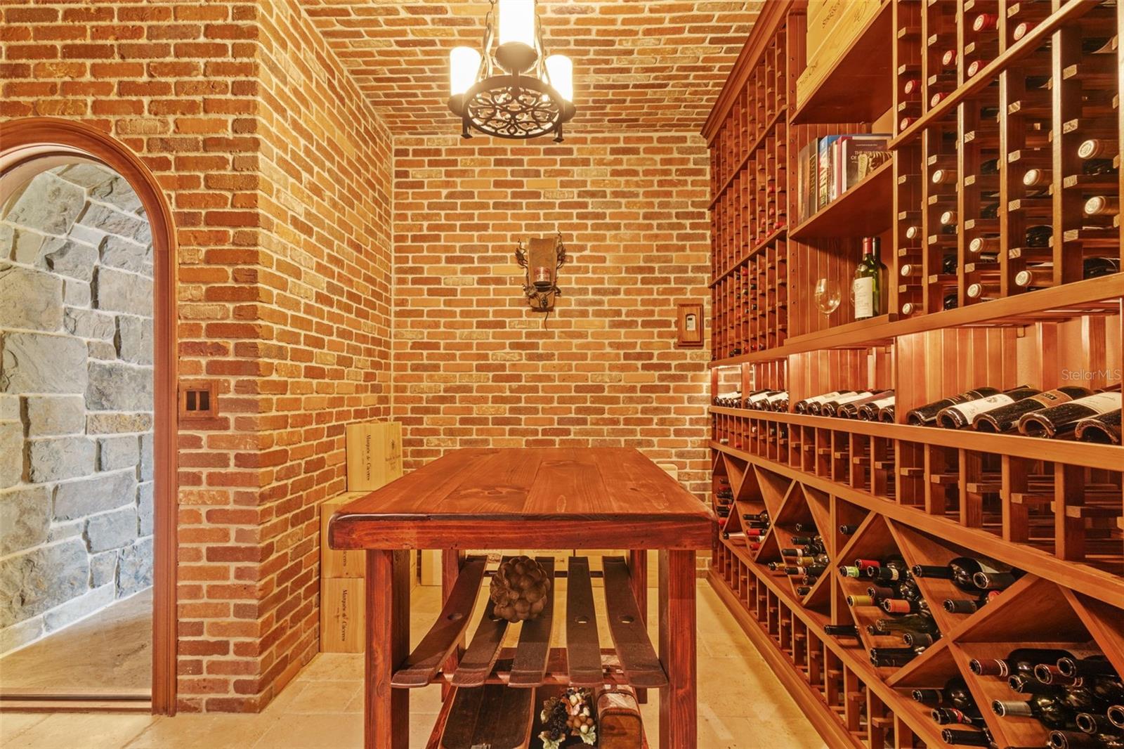 Custom built 1600 bottle climate controlled wine cellar.