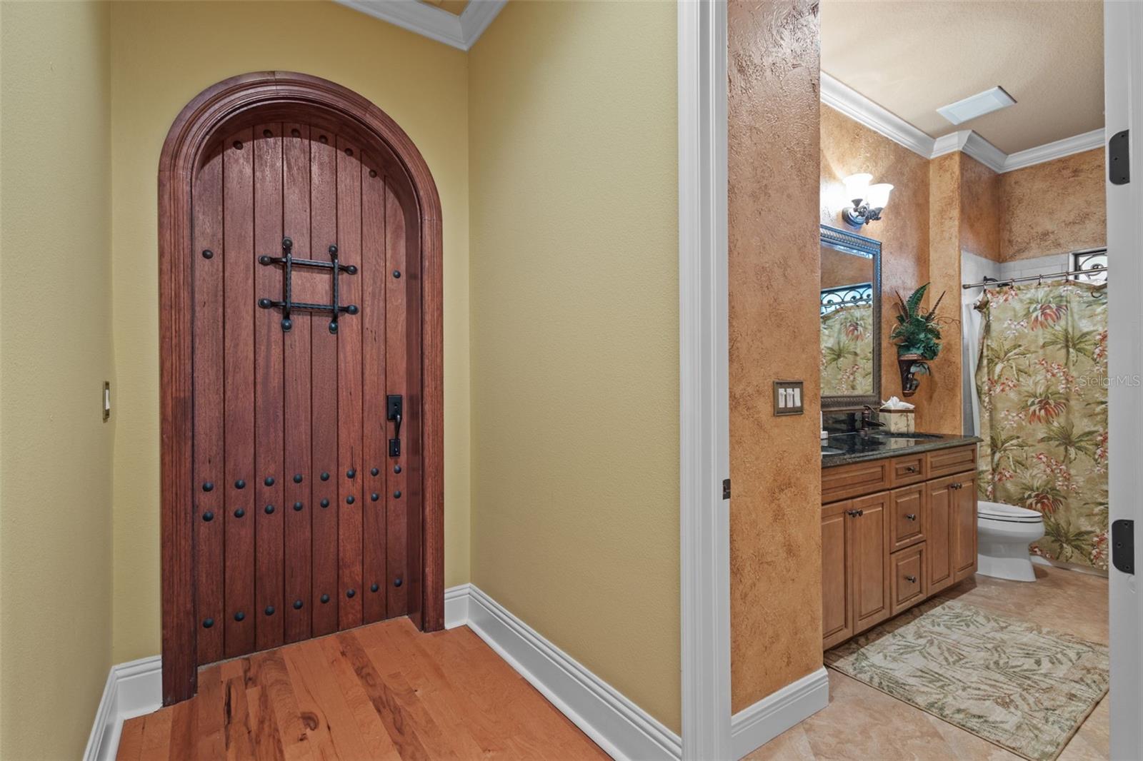 Custom speakeasy door to game/theater room.