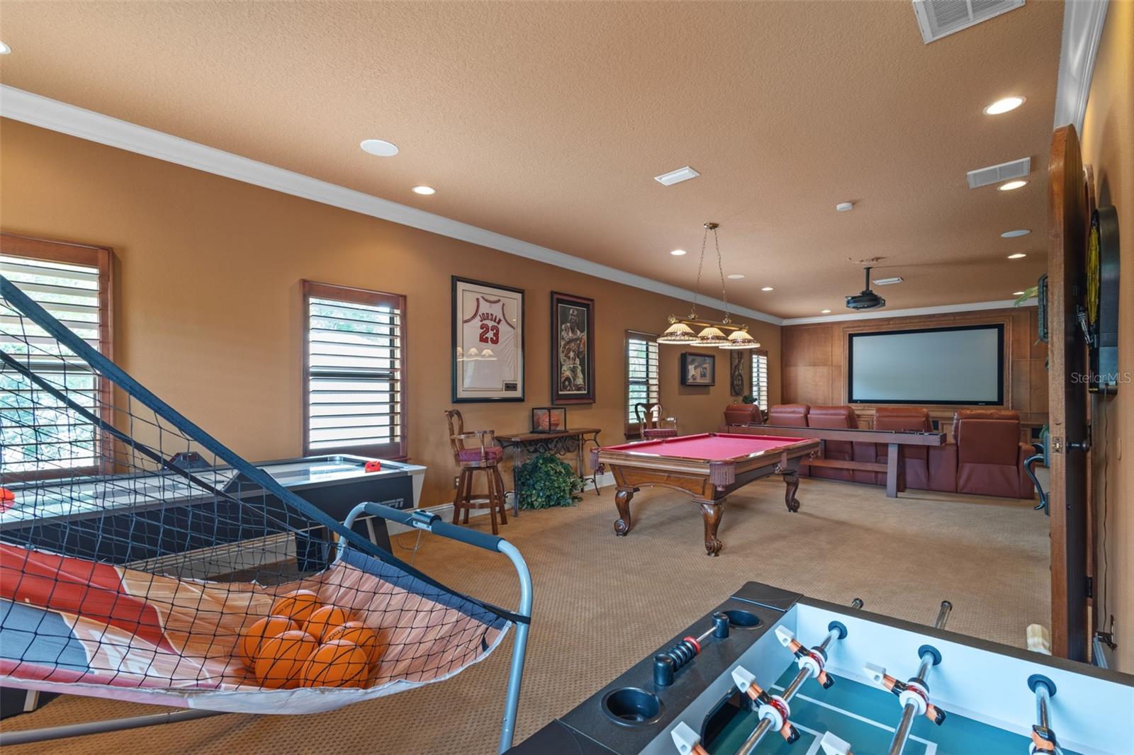 Furnished game room/home theater.