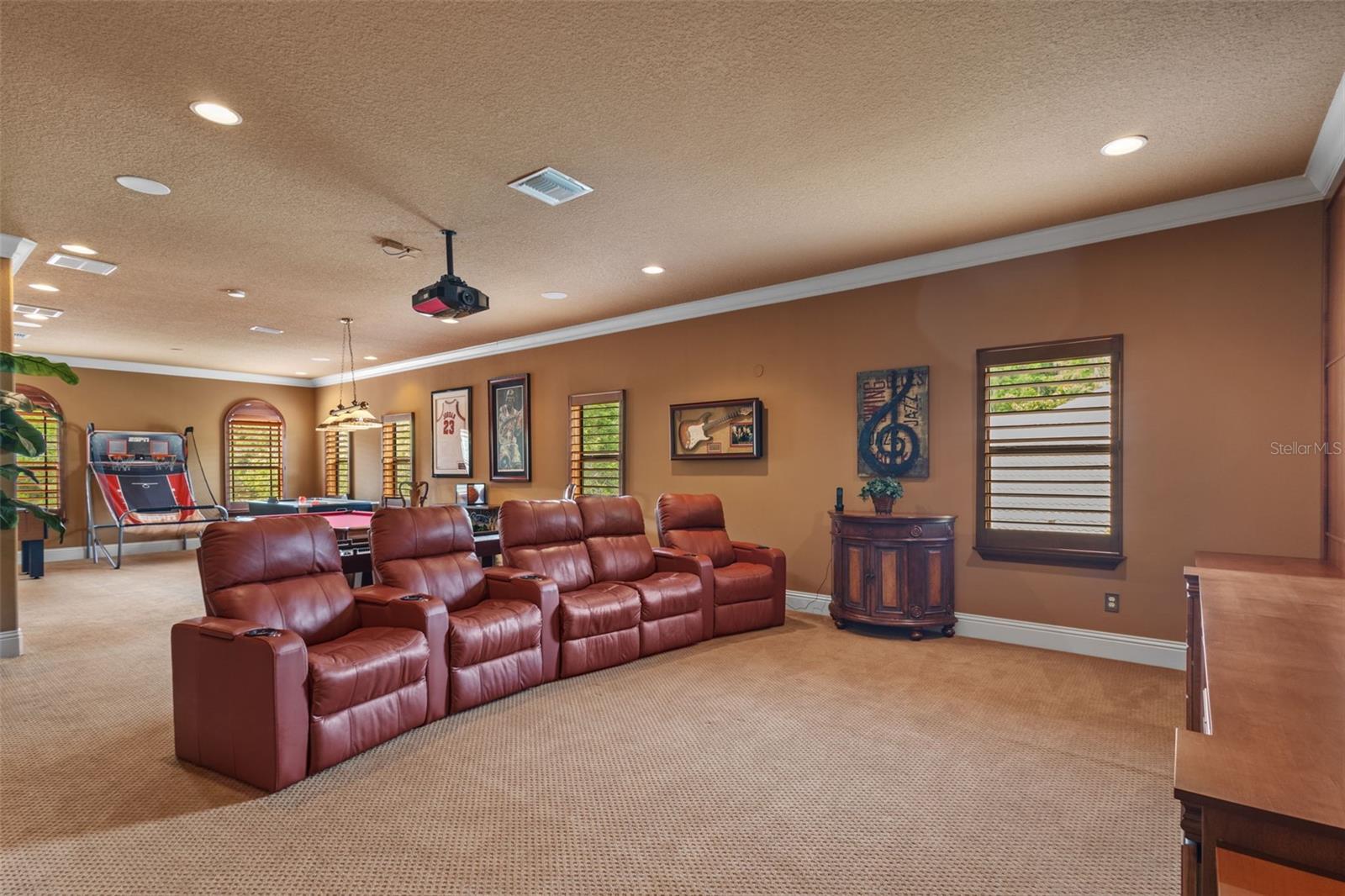 Furnished game room/home theater.