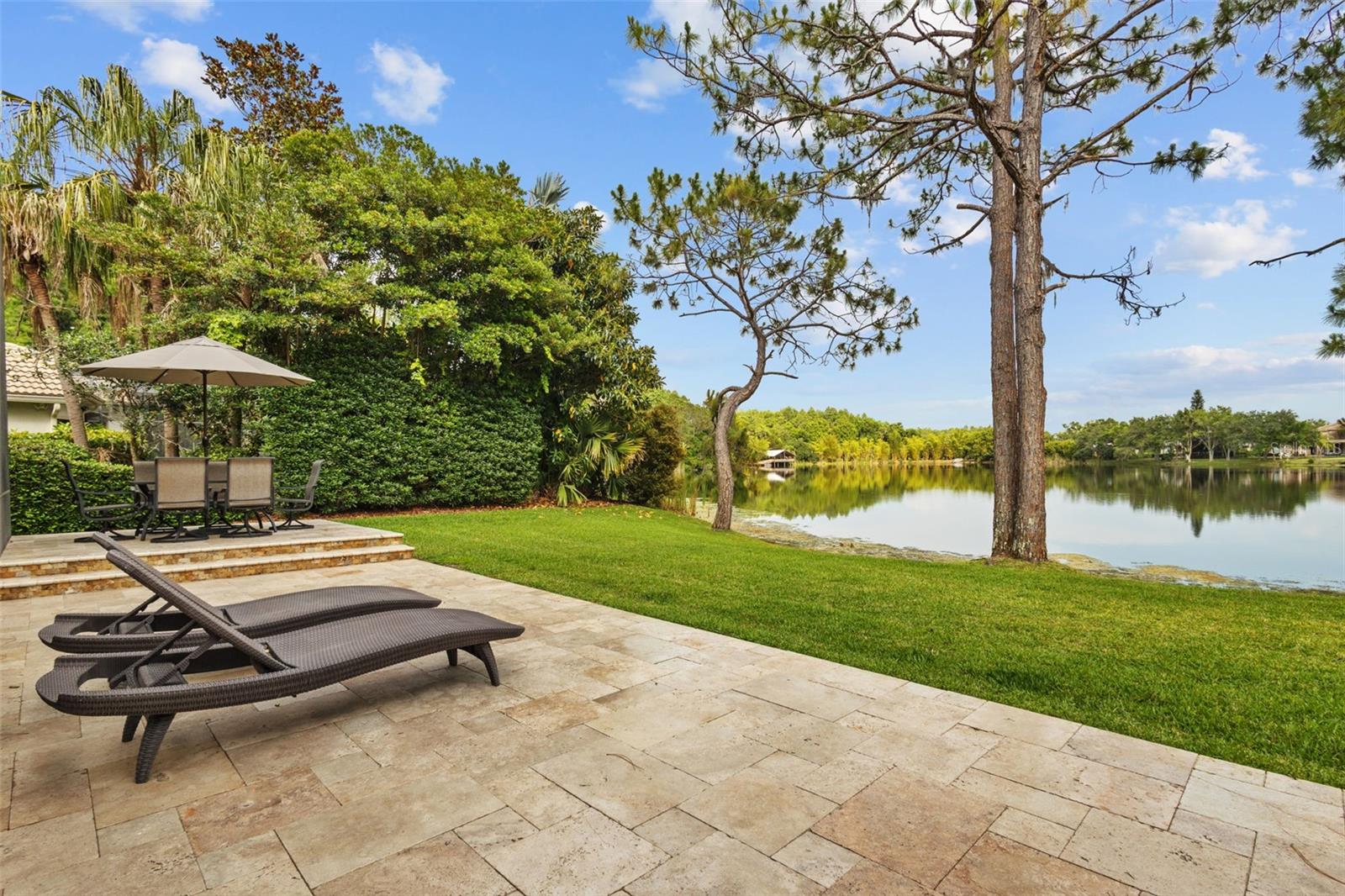 Lake front seating area.