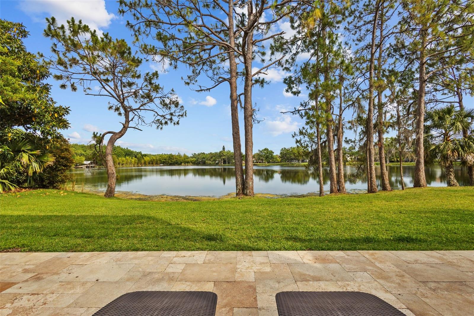 Lake front seating area.