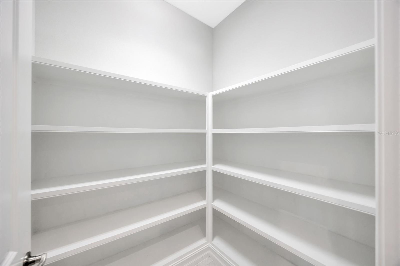 Walk In Pantry w Wood Shelving