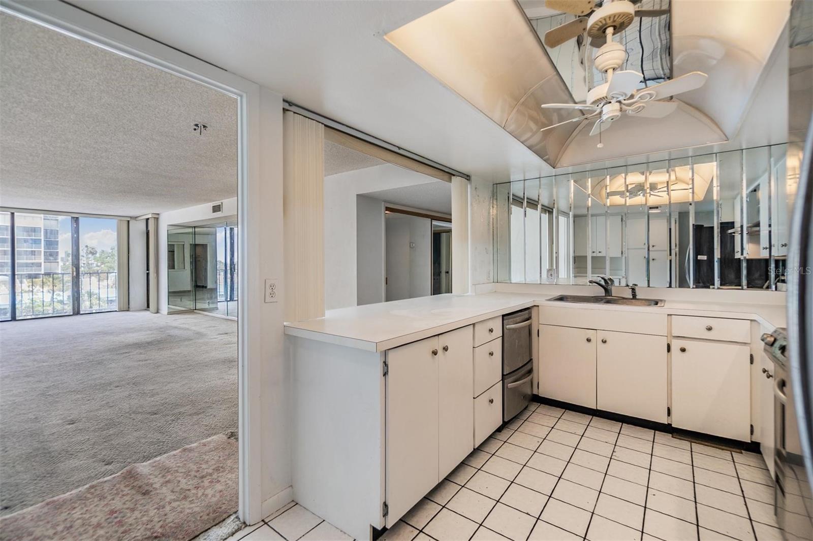 Kitchen-View to the living room