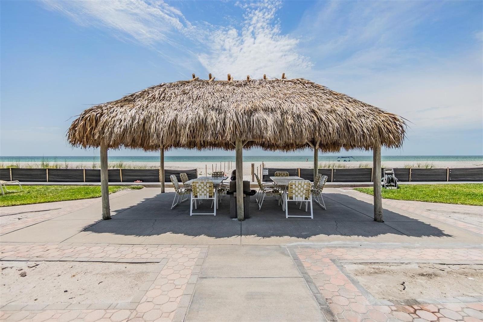 Beachfront tiki style  tables
