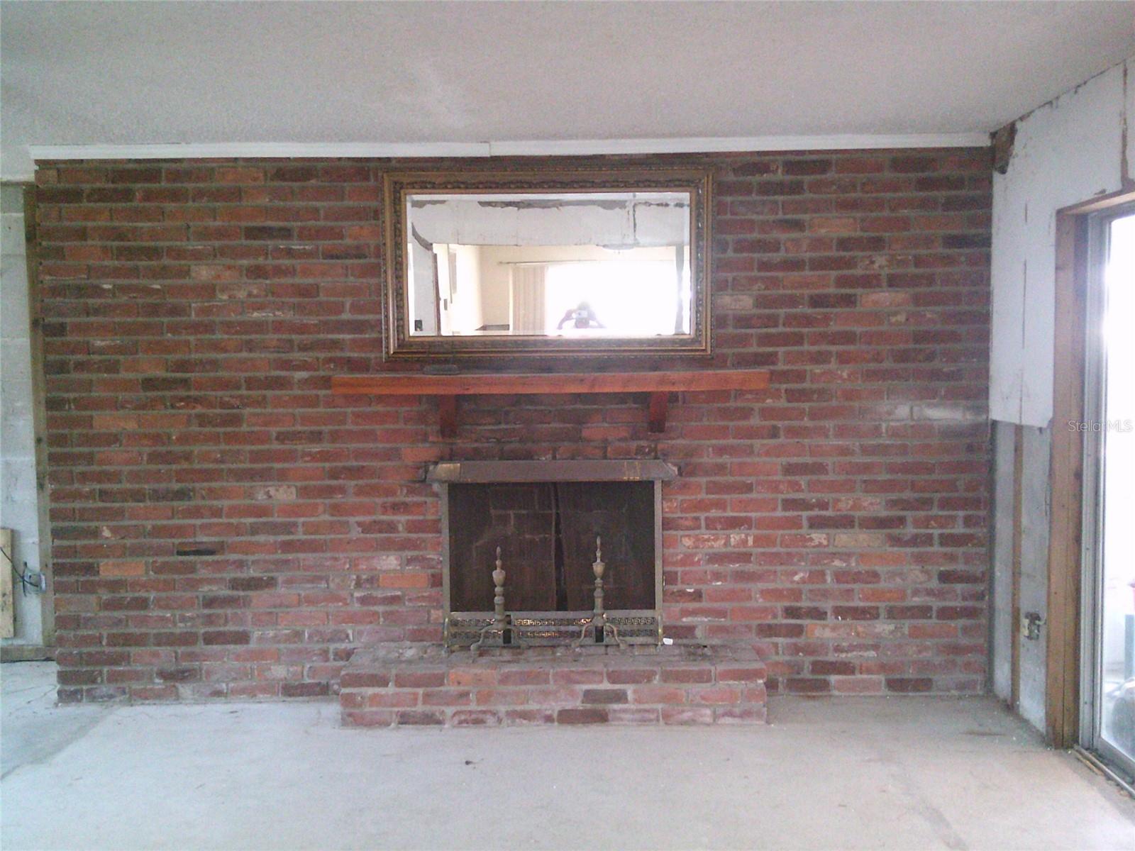 Wood burning fireplace