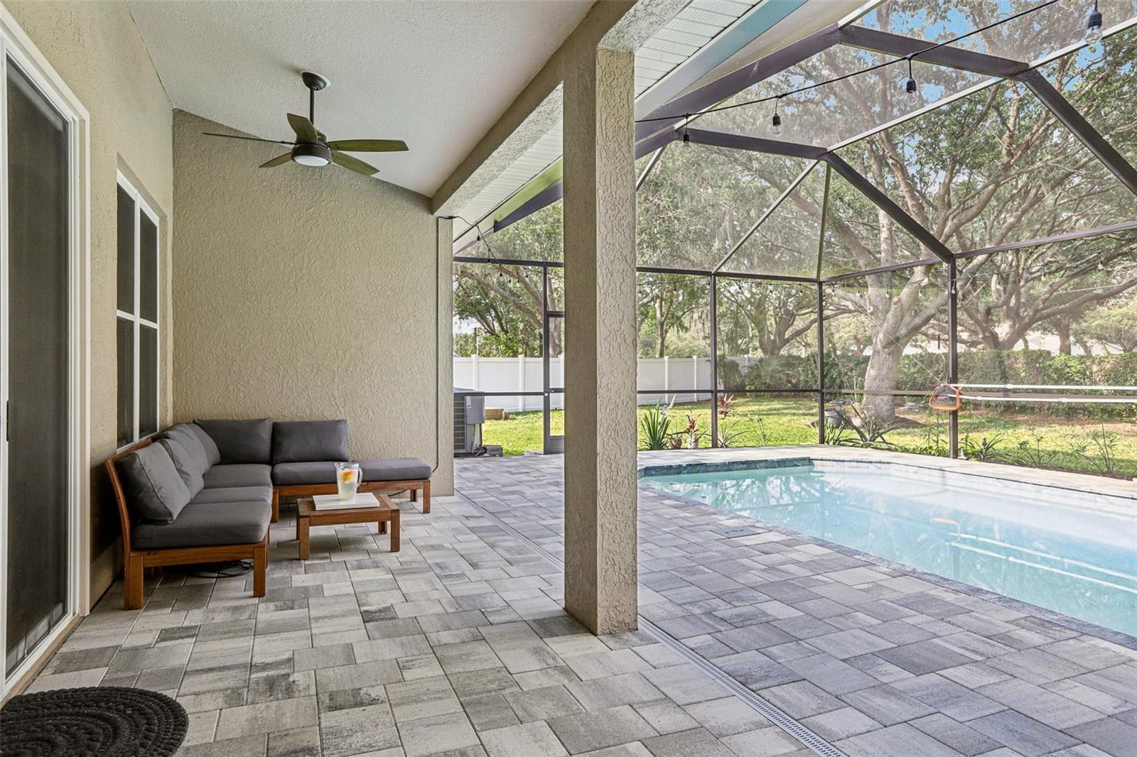 Covered sitting area by the pool