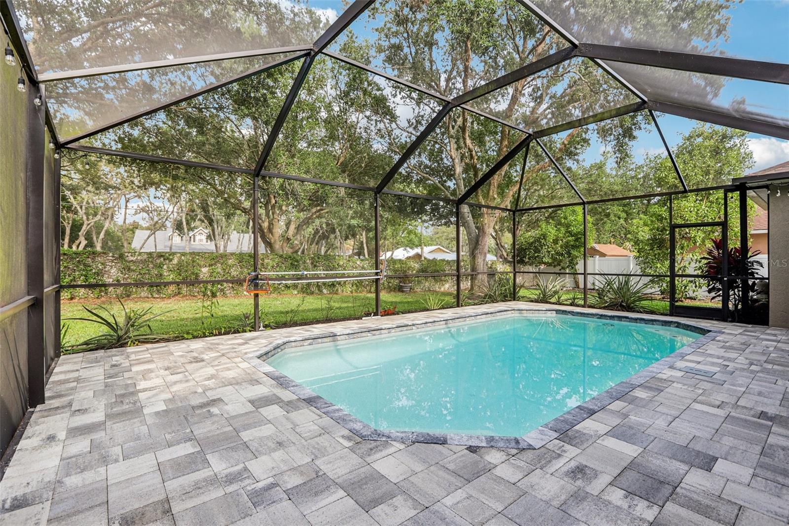Massive remodeled pool area with variable pool pump for energy efficiency