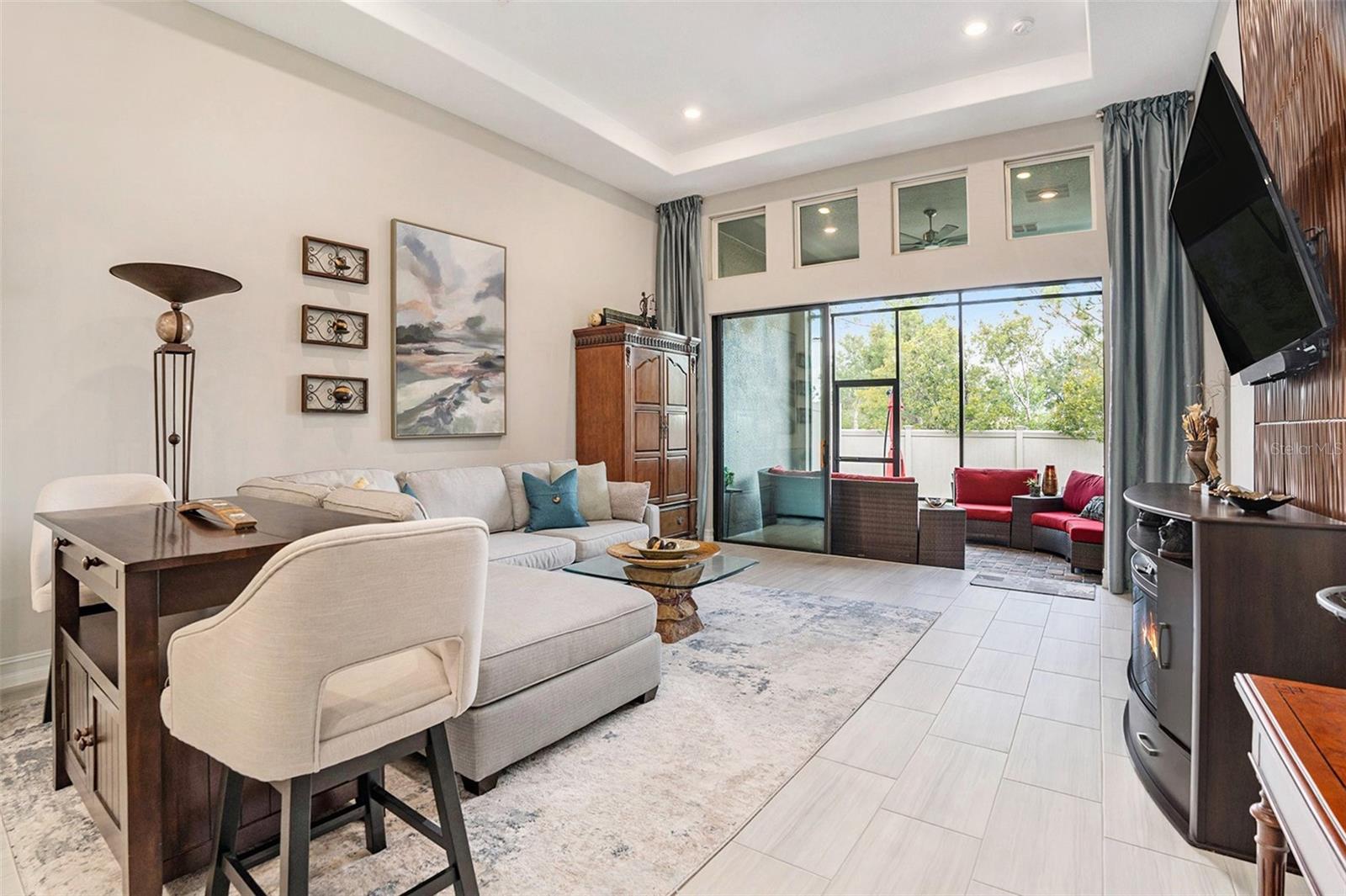 view from kitchen to living room