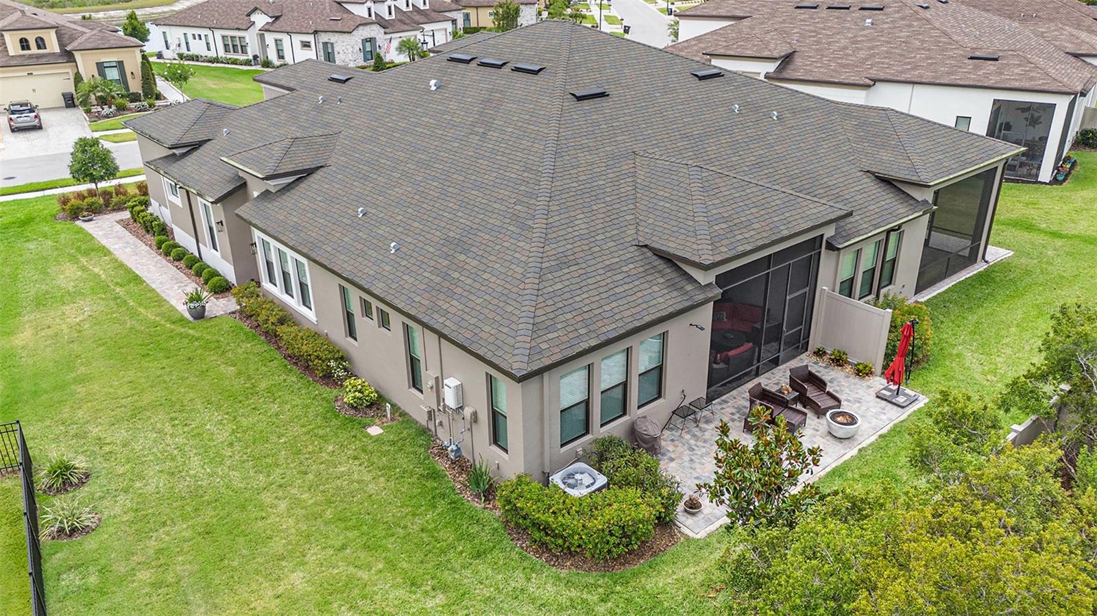 Overhead view of the     side and back
