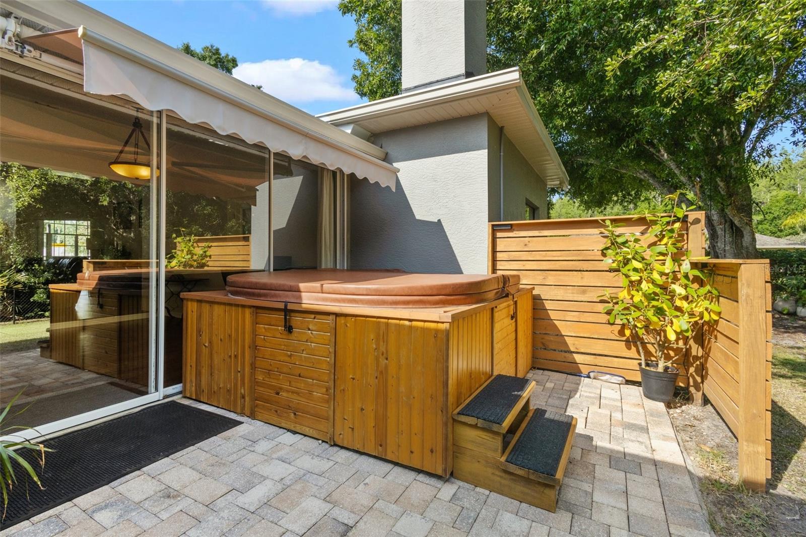 Backyard hot tub