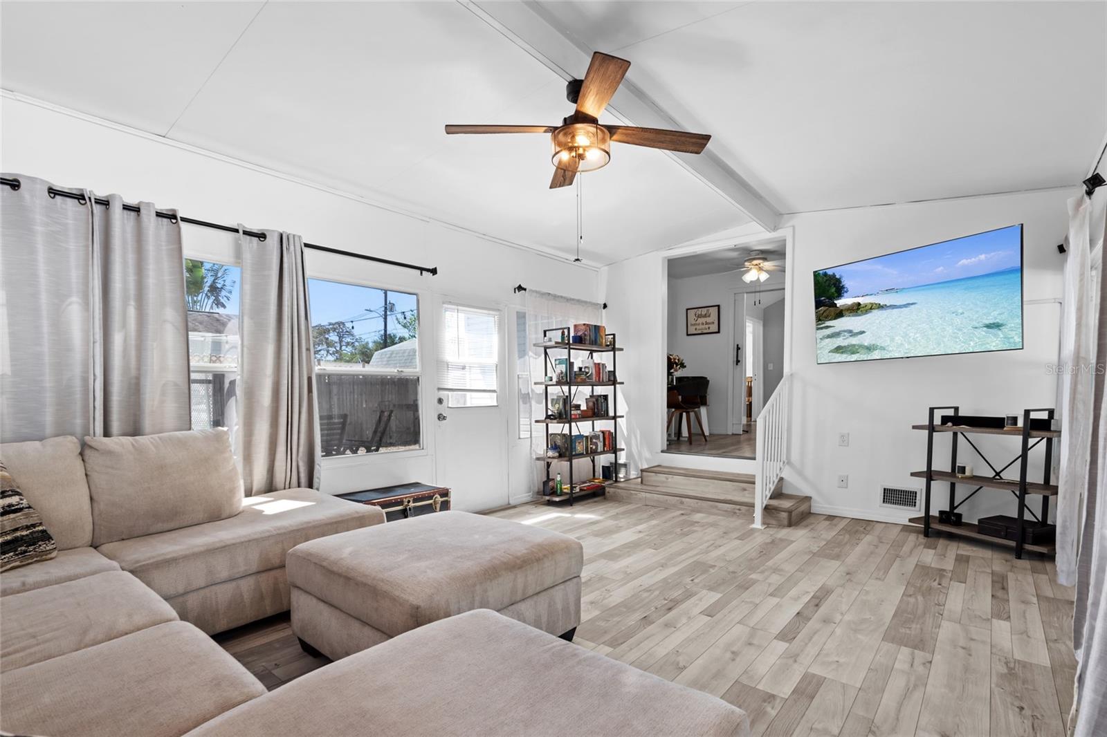 Living room opens to back deck