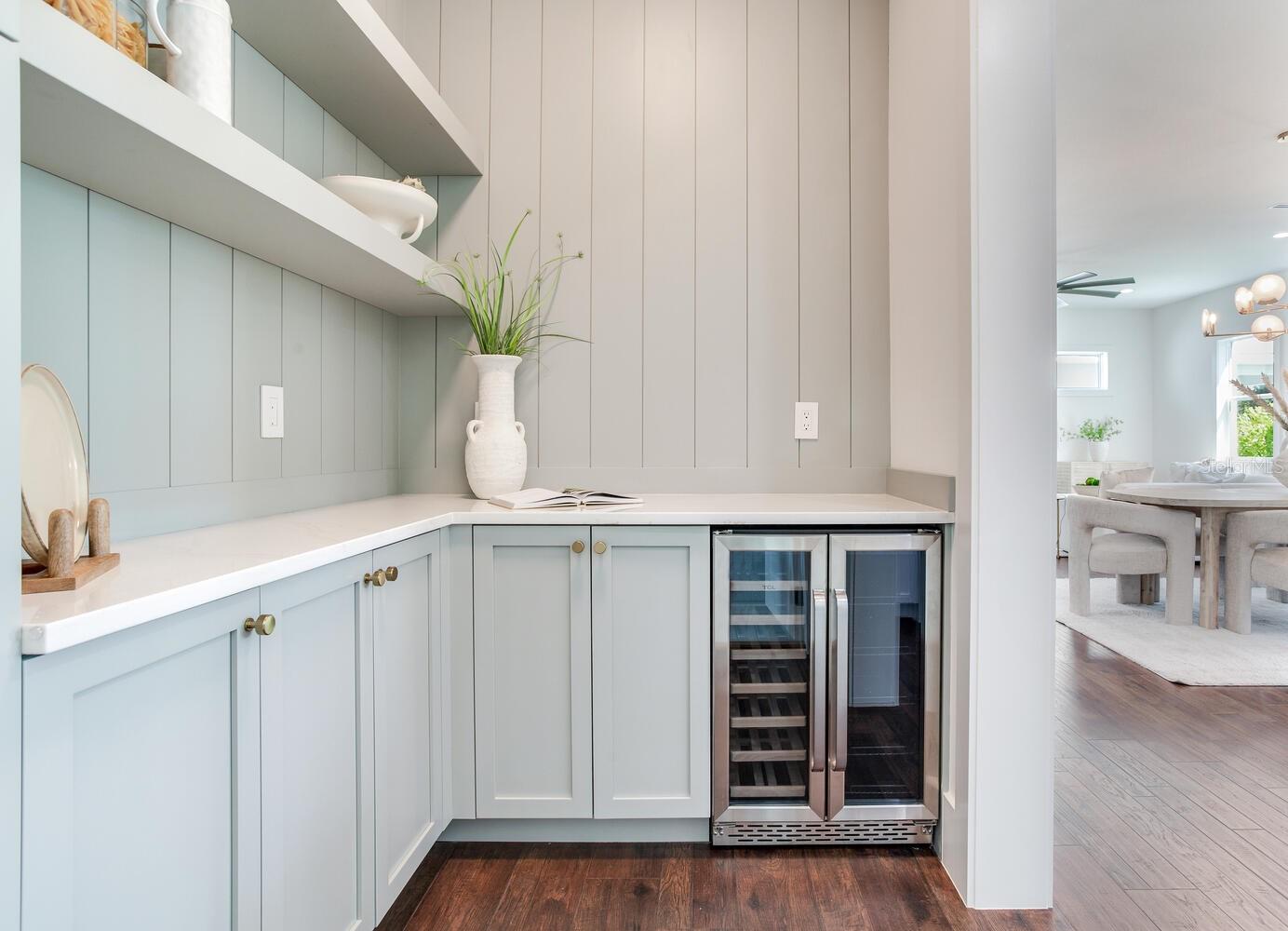 pantry also has a 2 zone wine fridge for ease in entertaining
