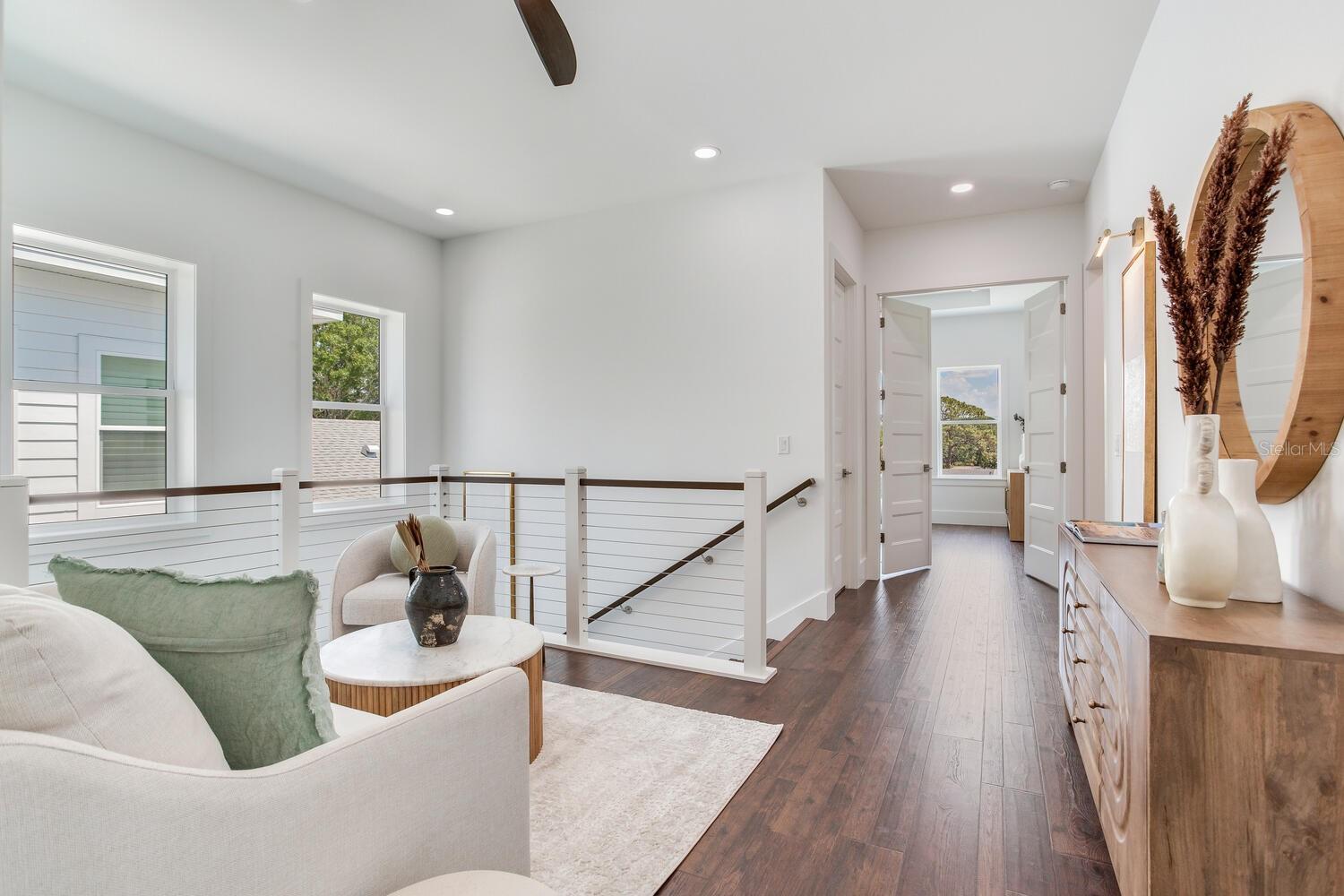 Loft area looking toward the double entry door private retreat