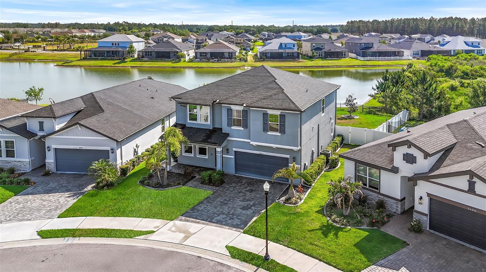 On a cul de sac, on a pie shaped lot with tons of fenced in yard space.