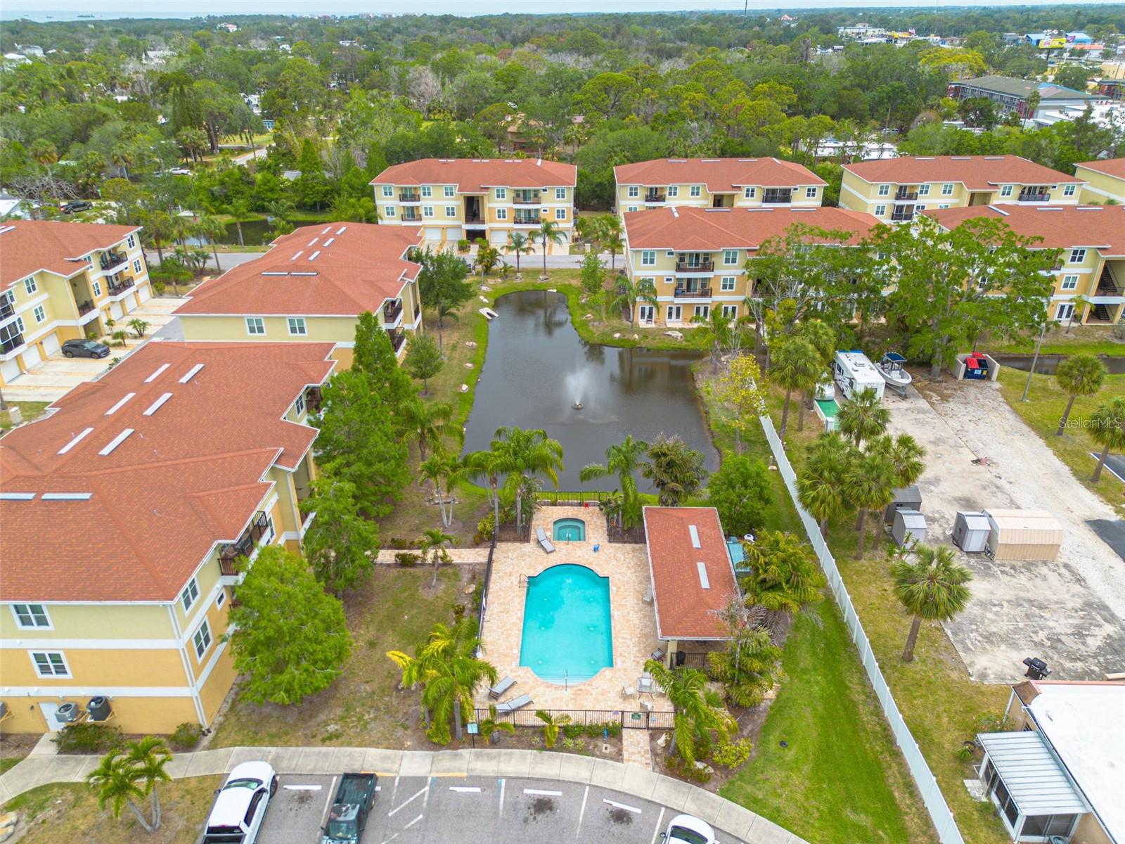 Community pool, hot tub and outdoor grilling area