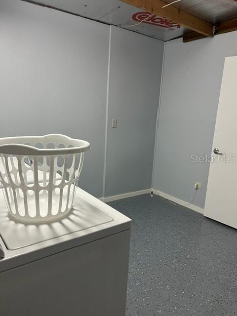 Much storage space in laundry room.