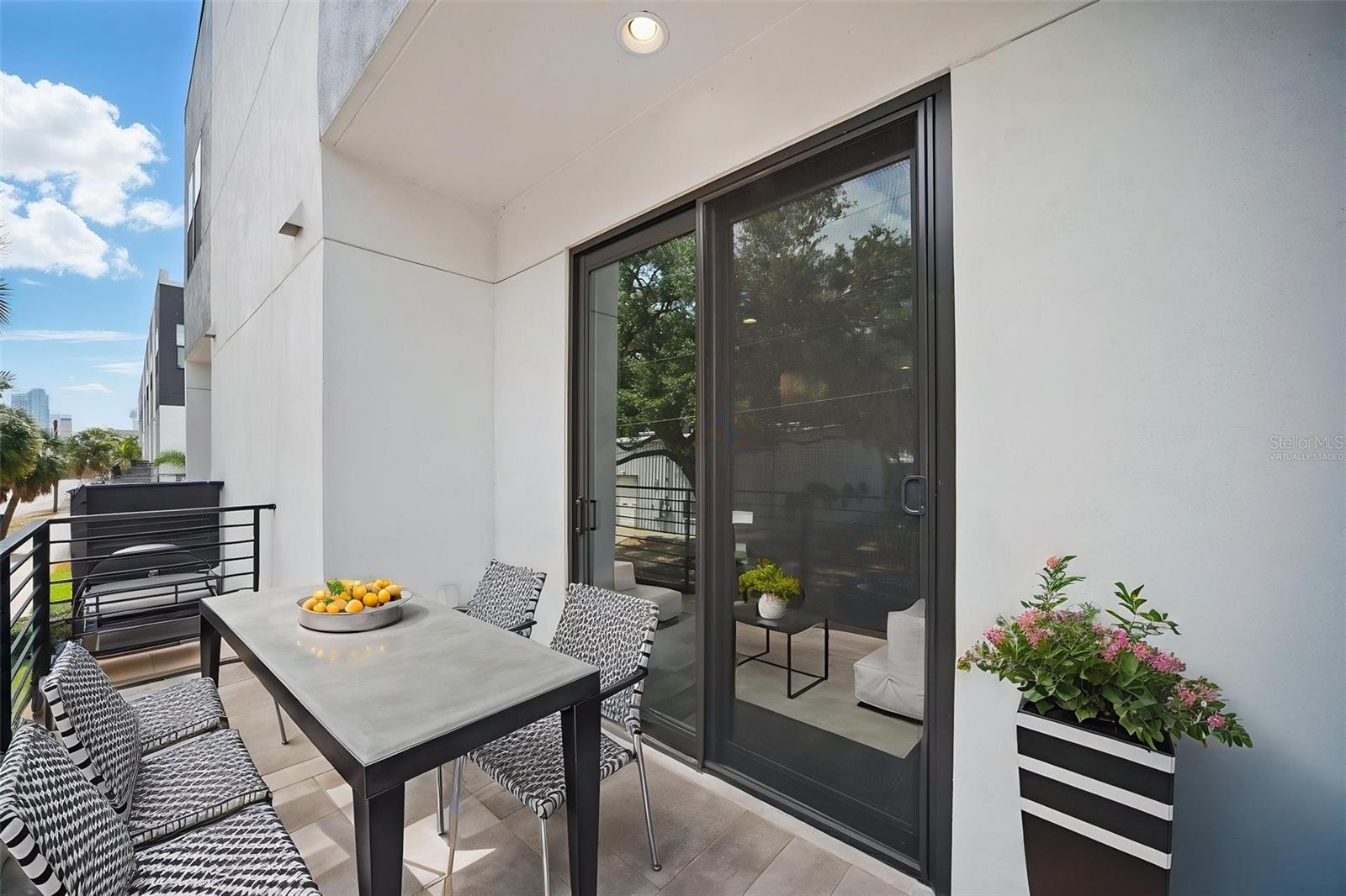 Virtually staged. Balcony