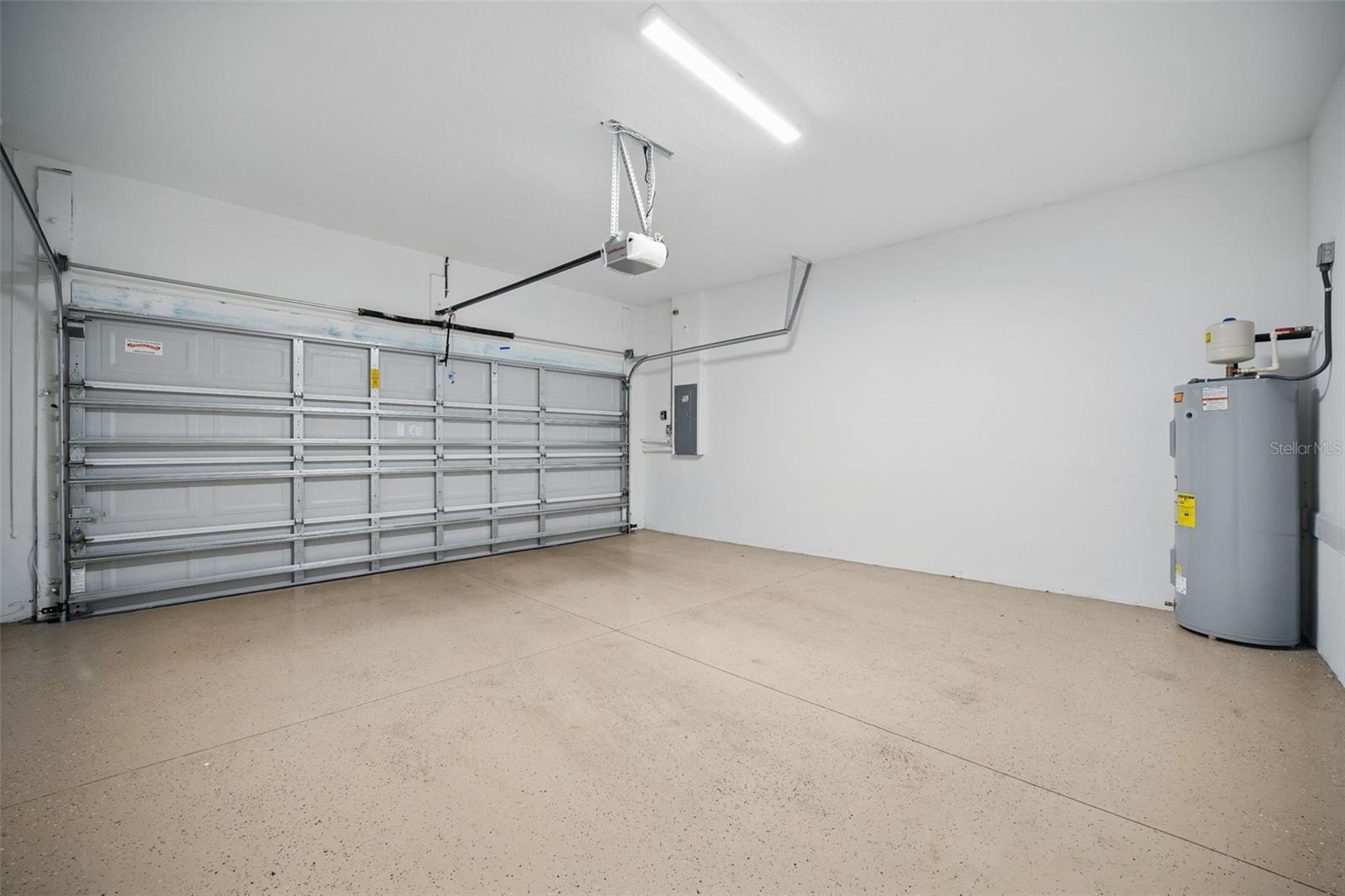 2 car garage with epoxy flooring