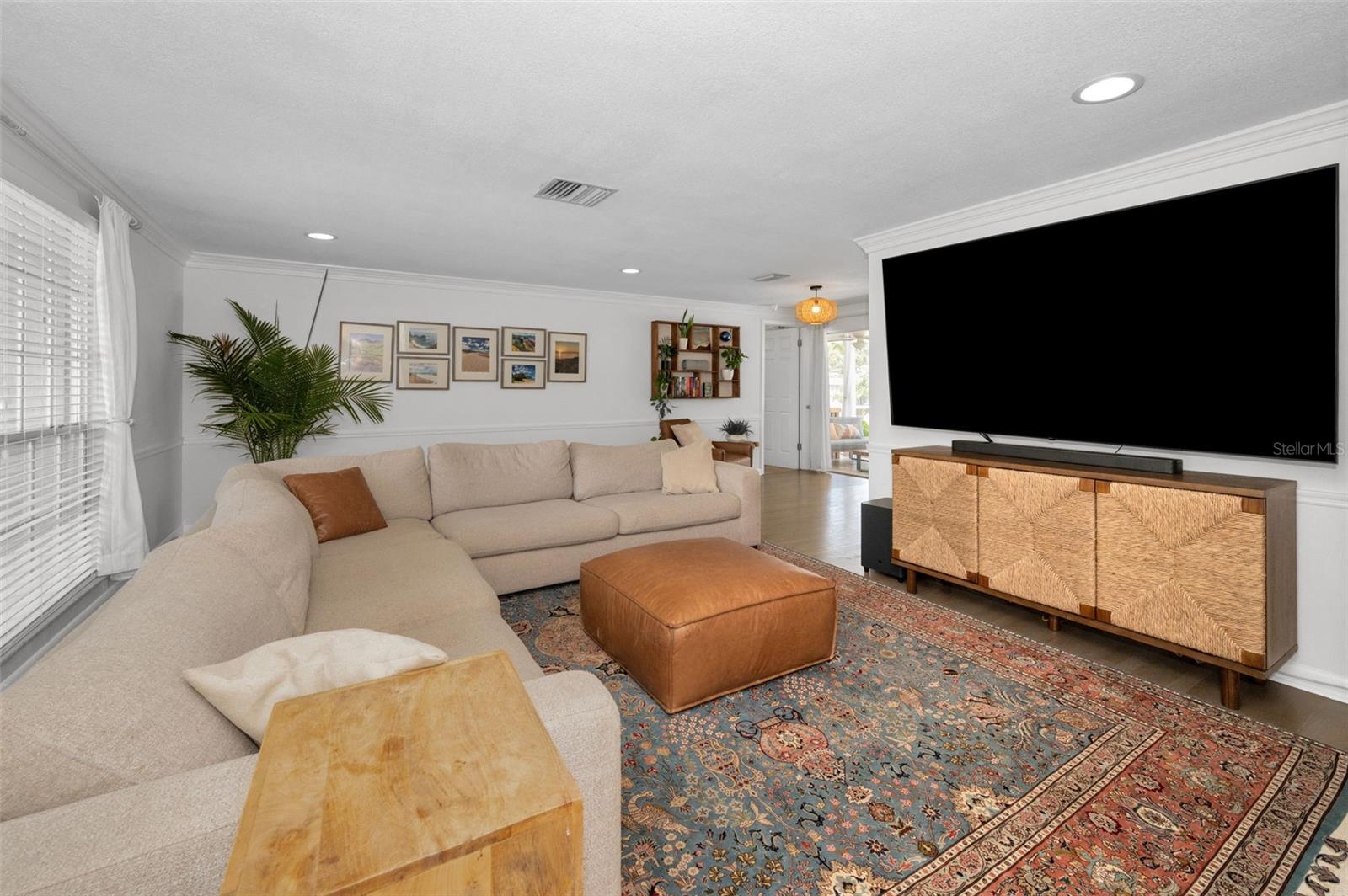 Lots of natural light and recessed fixtures for accents.