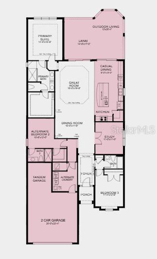 Structural Options Added Include: Gourmet Kitchen, Casual Dining Extension, Tandem Garage, Study, and Outdoor Kitchen Rough In