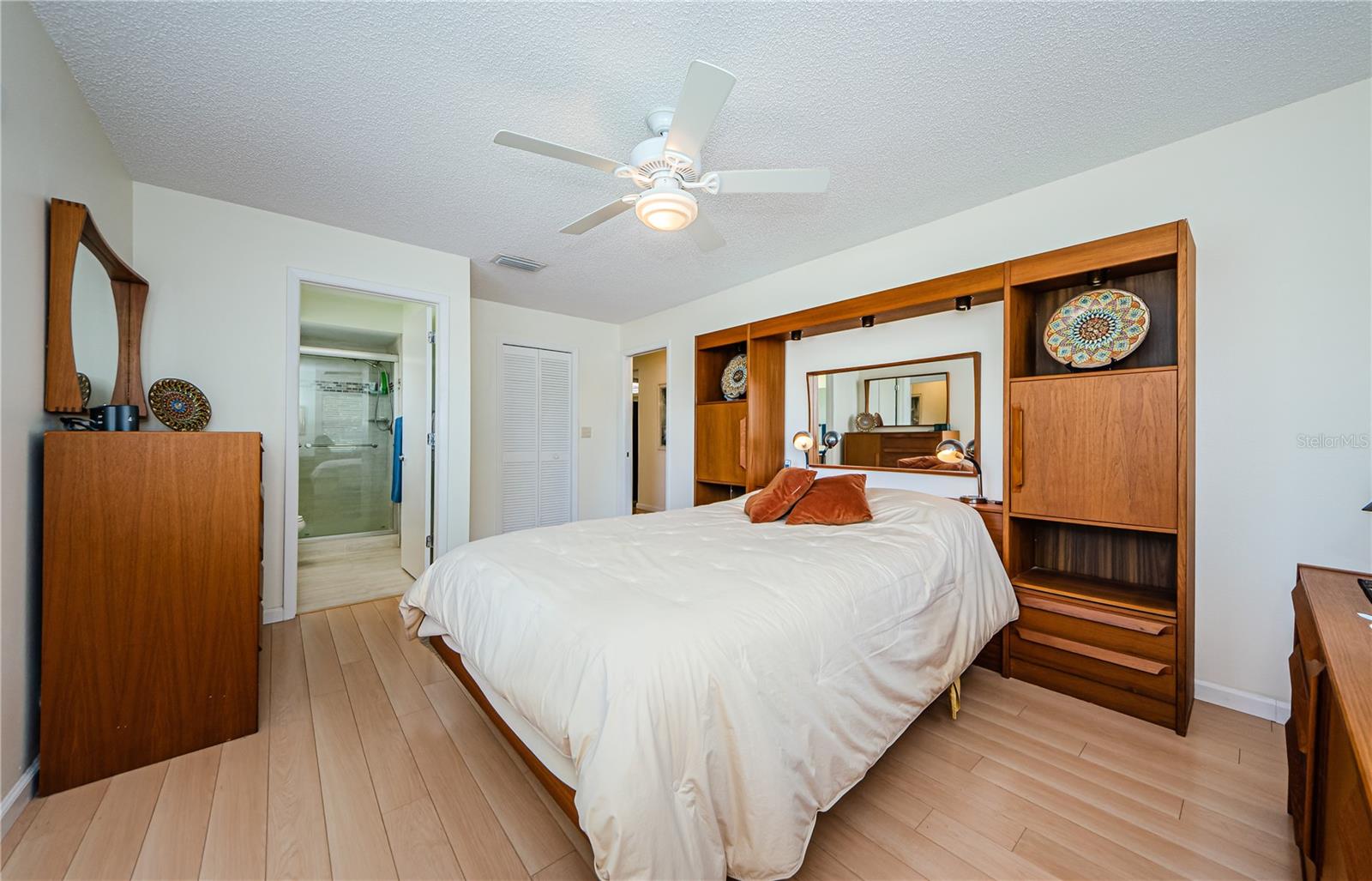 Master bedroom has a walk in closet