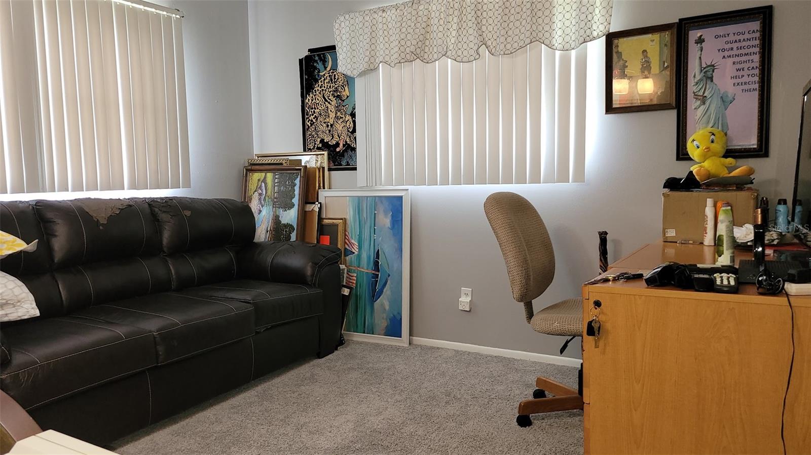 The 2nd bedroom is currently being used as an office/ den. This room does have a walk in closet that also house the HVAC unit.