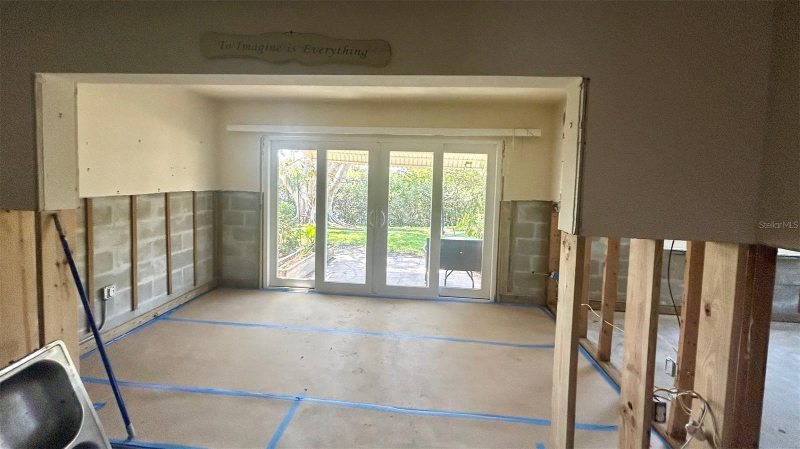 Looking into living room. Upgraded sliders.