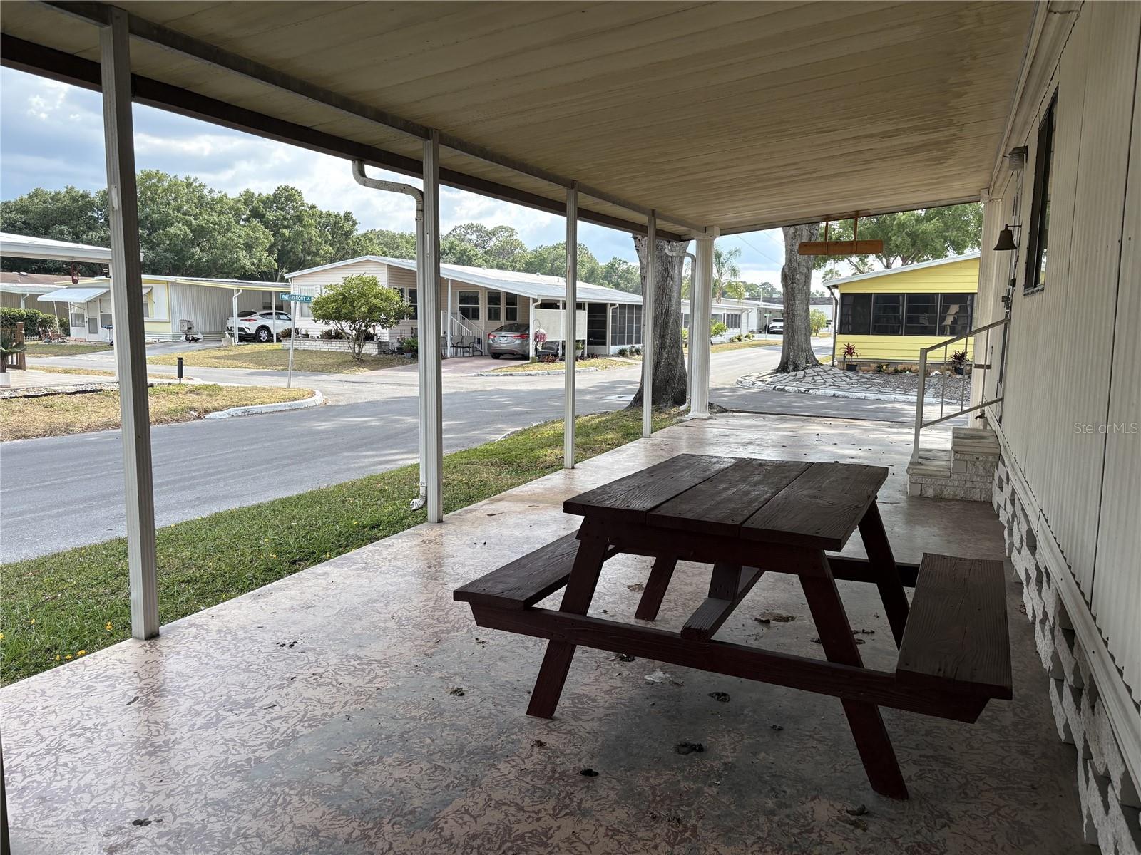 Covered carport on corner lot