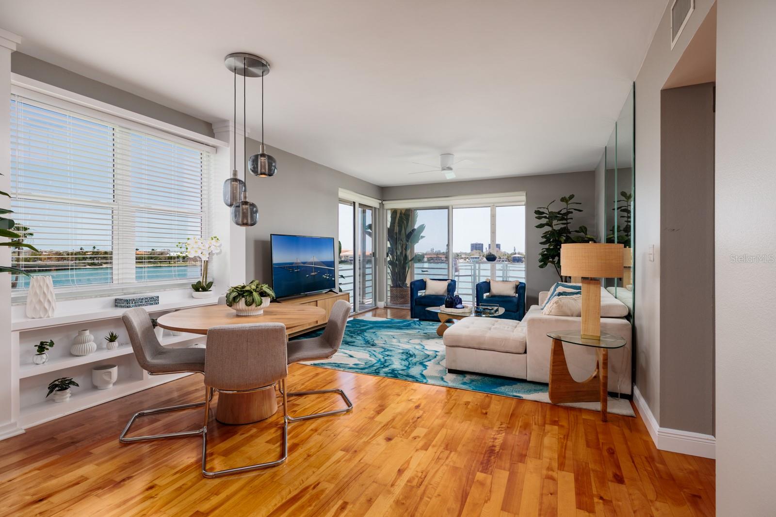 Open living room / dining area
