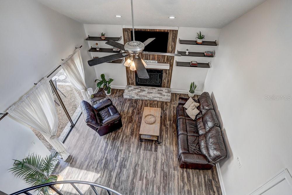 View of the living room from the loft
