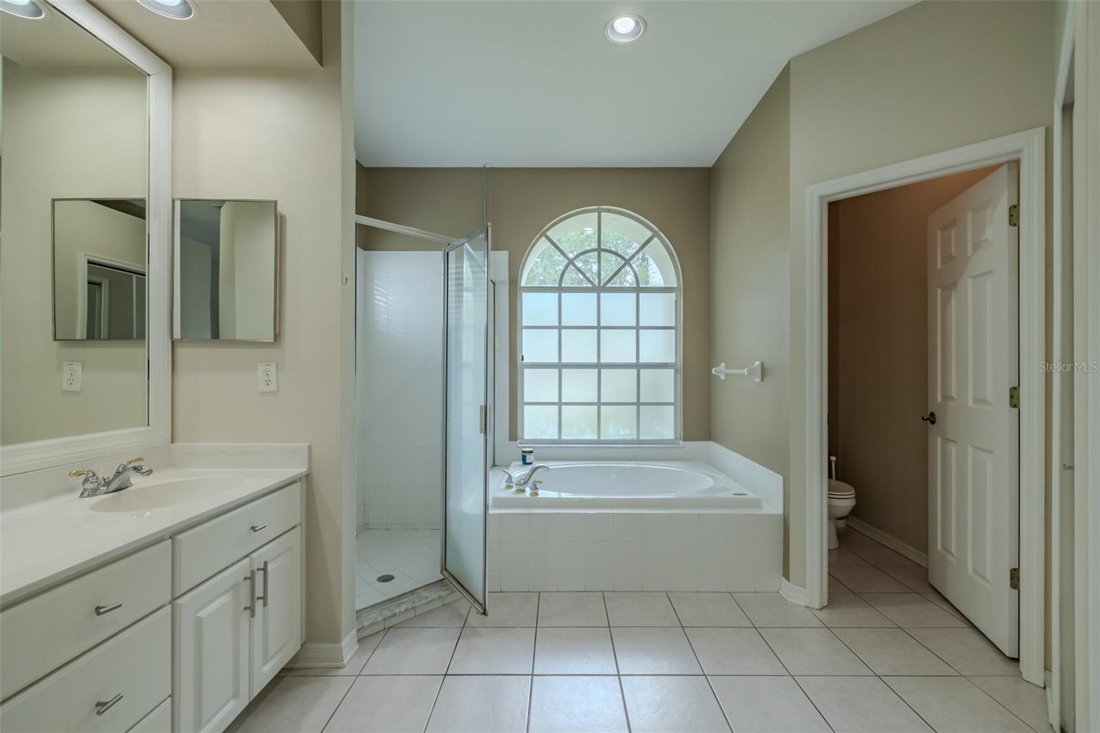 Garden tub PLUS walk-in glass shower!