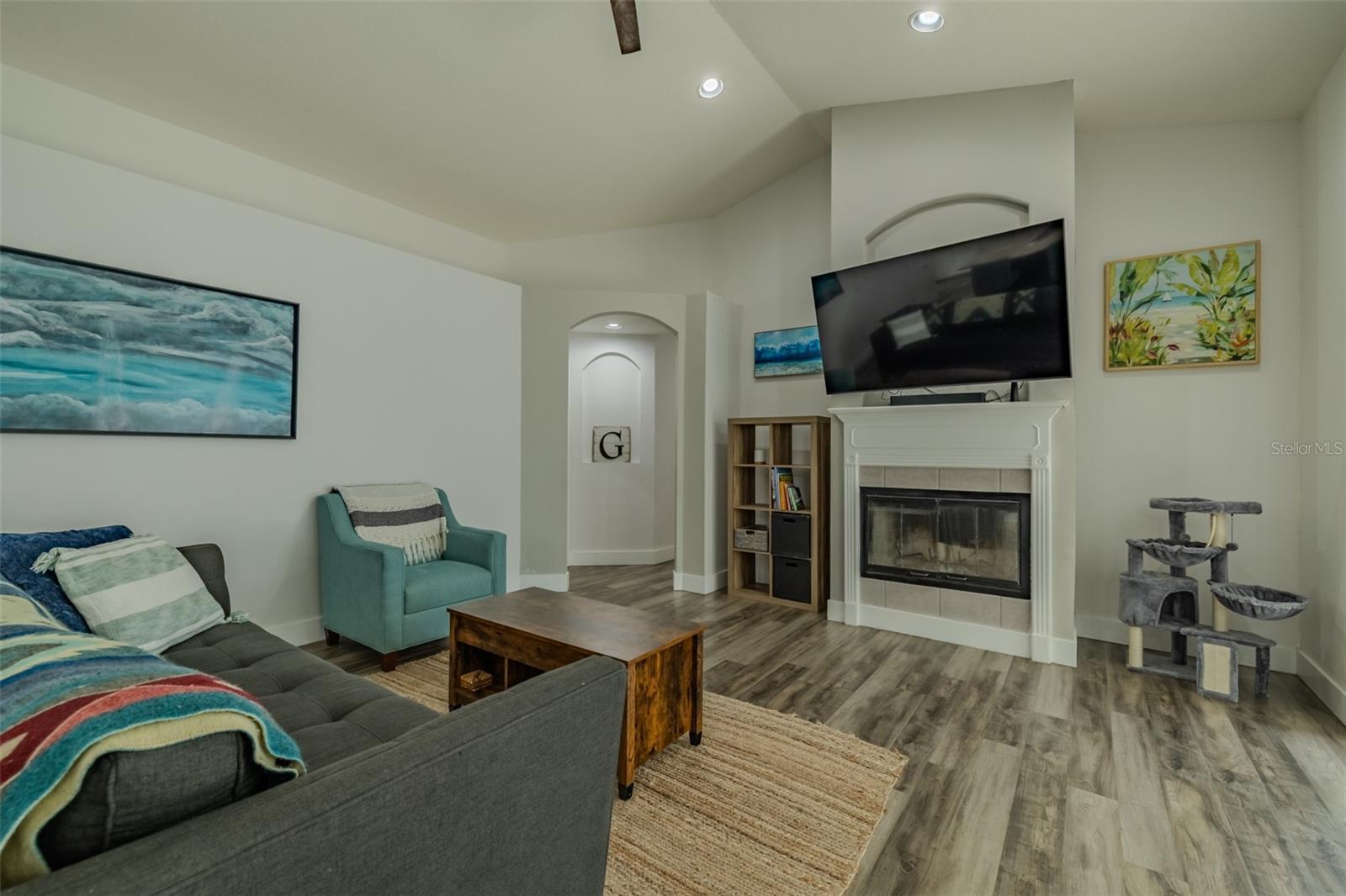 Family Room with wood-burning fireplace!!