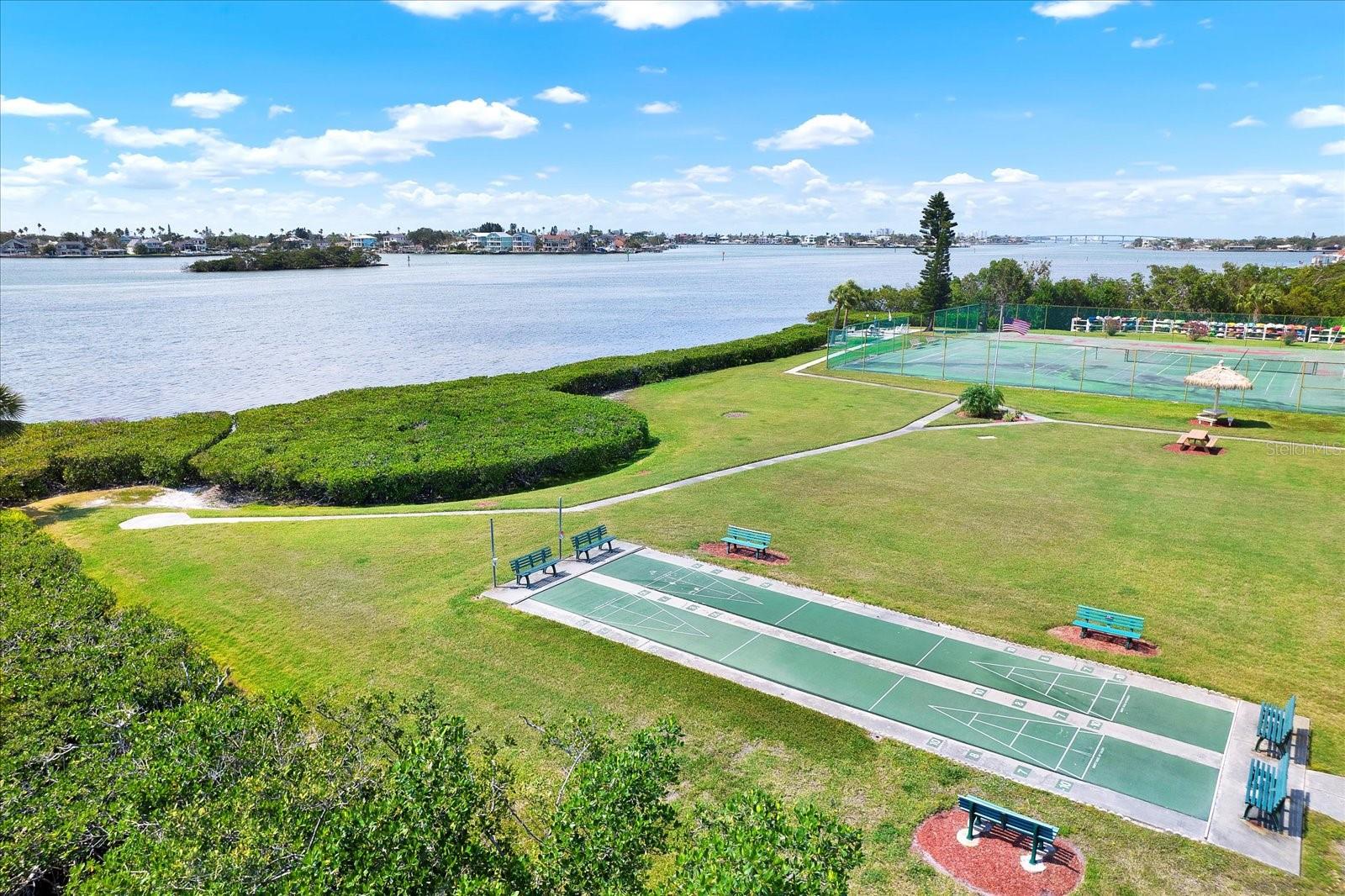Water views from the tennis and shuffleboard coarts